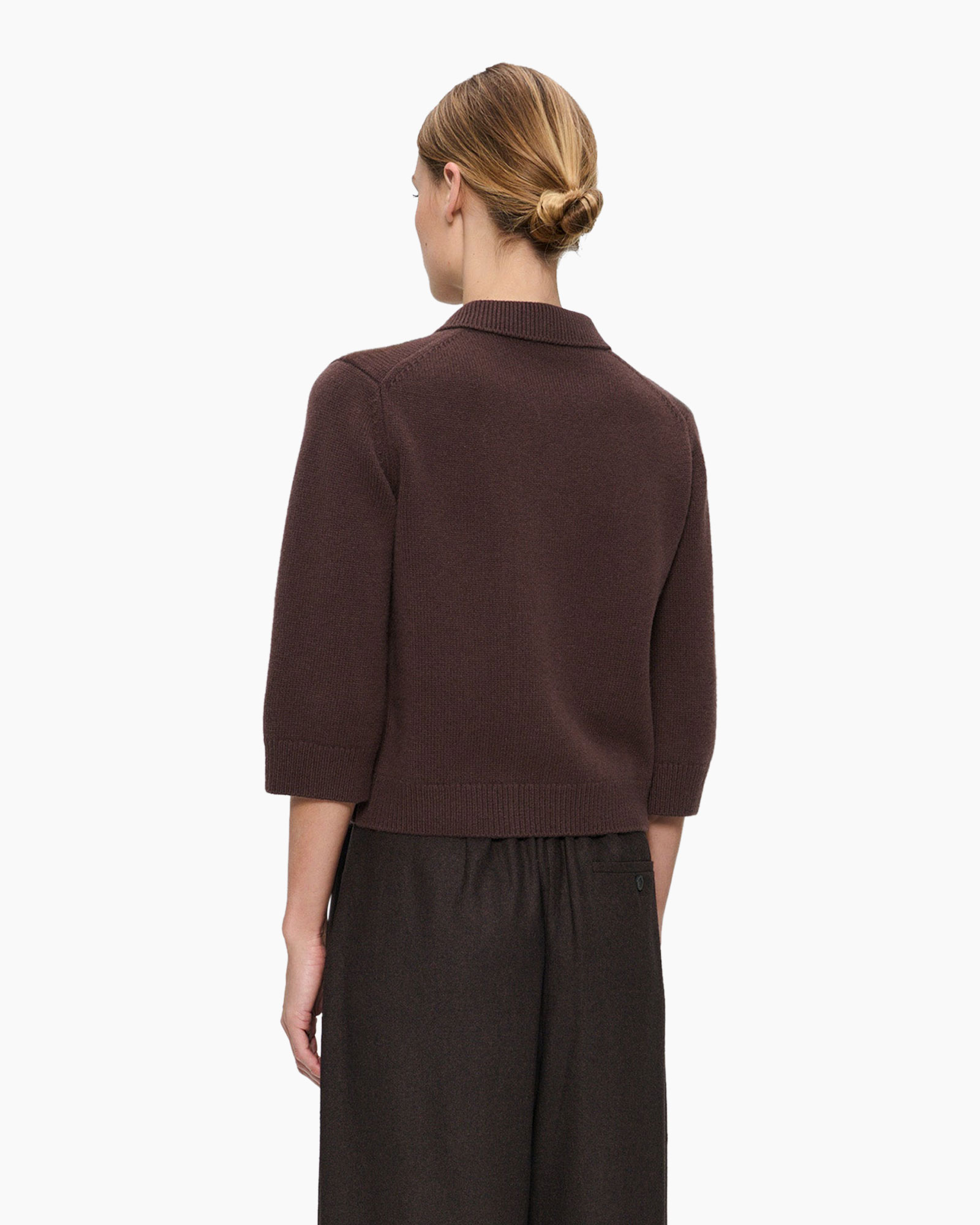 Vest Fine Wool Polo Donker Bruin