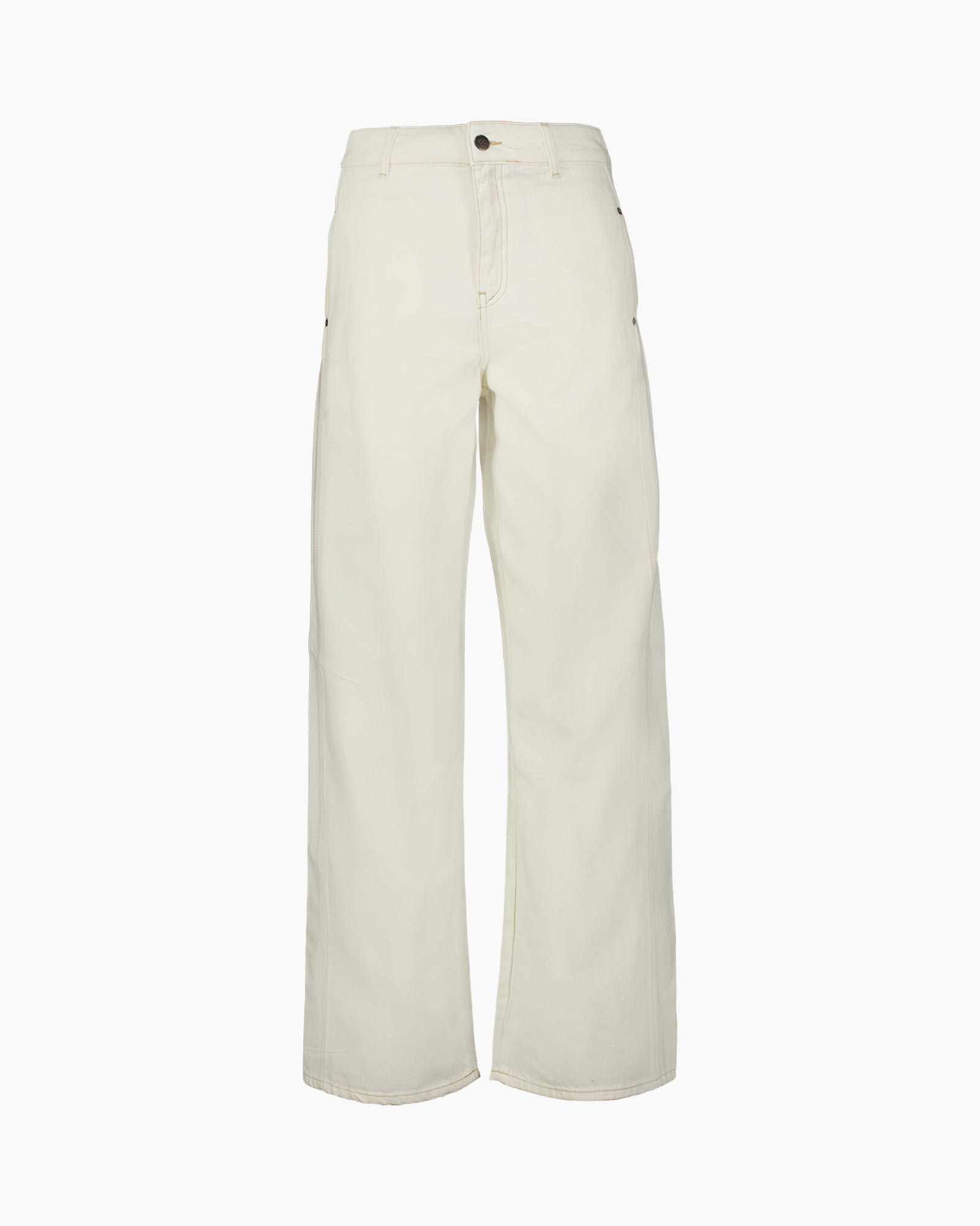 broek, lange broek, wijdvallend, crème, katoen?