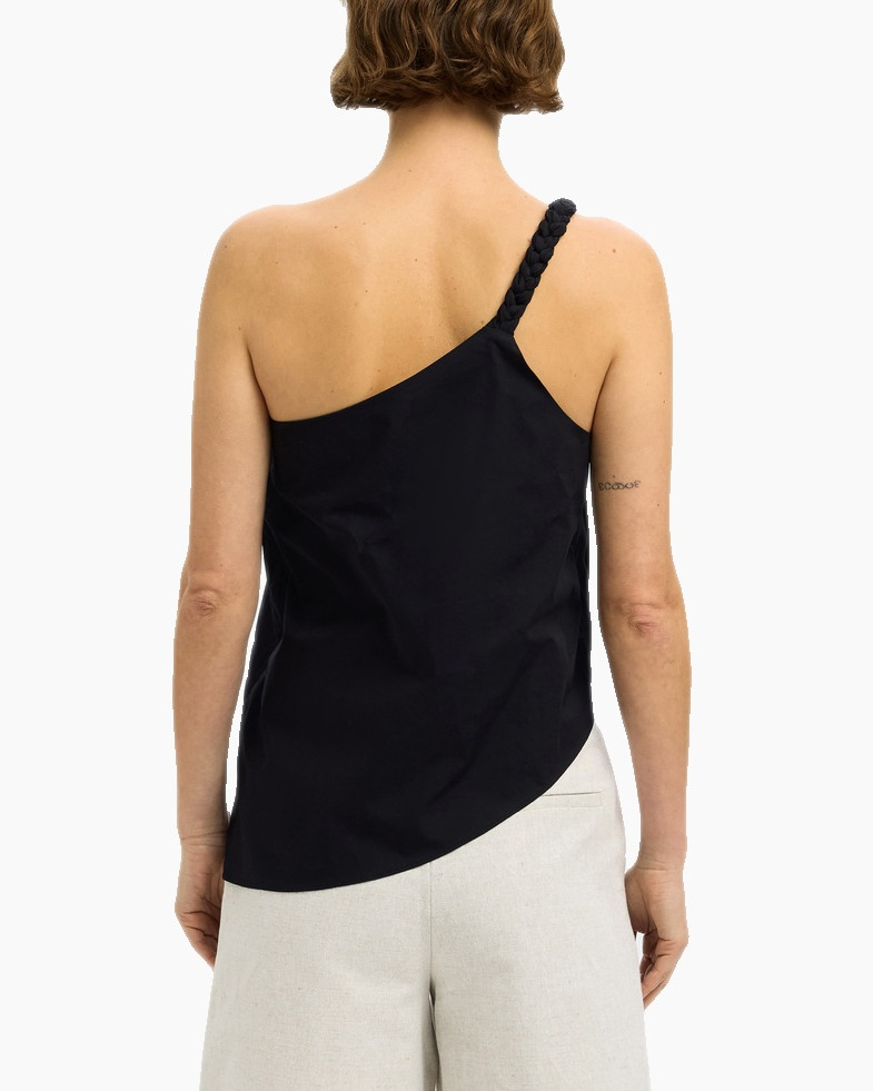 Top Esther Braided One Shoulder Top Zwart