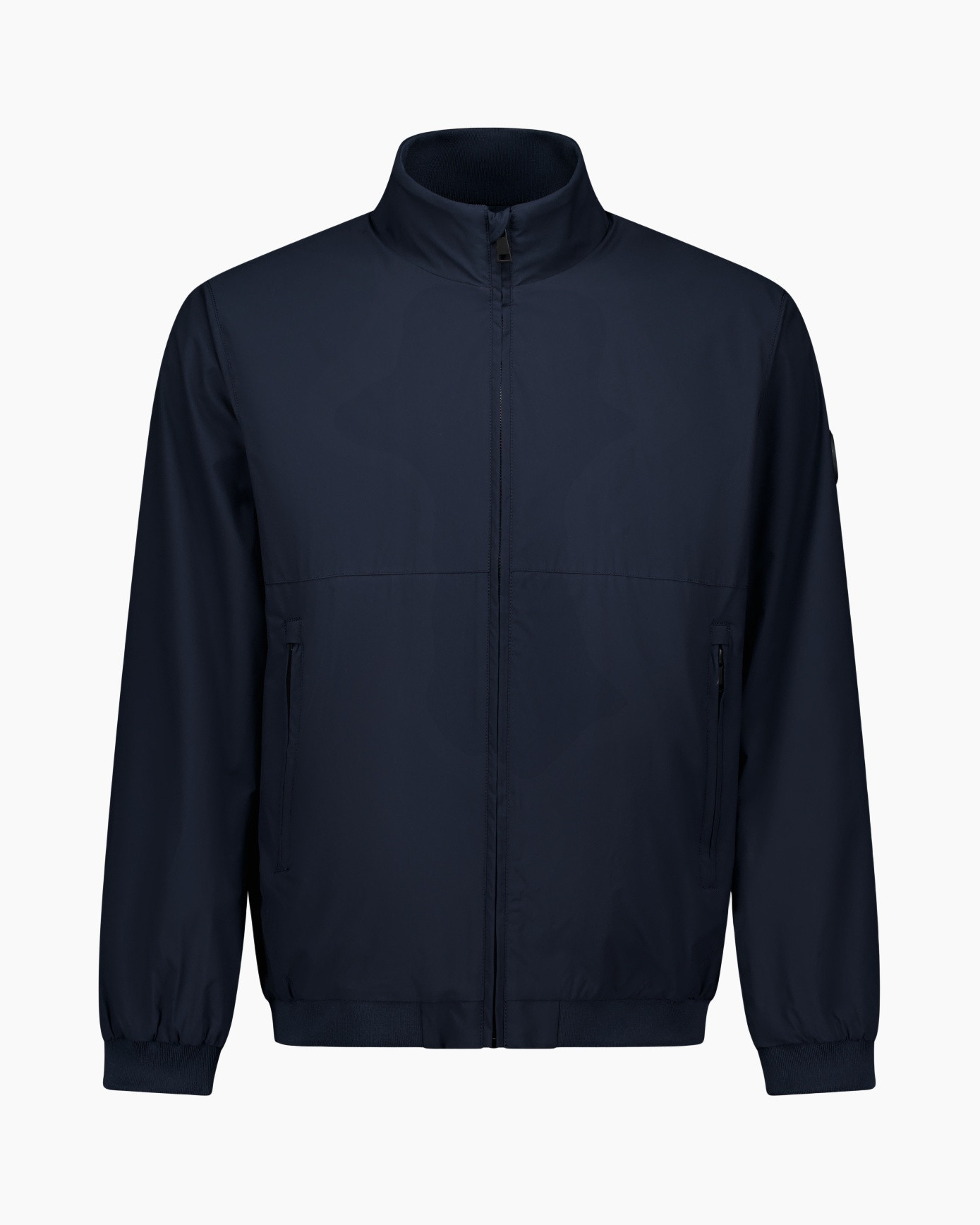 jacket, windbreaker, navy, full-zip, pockets