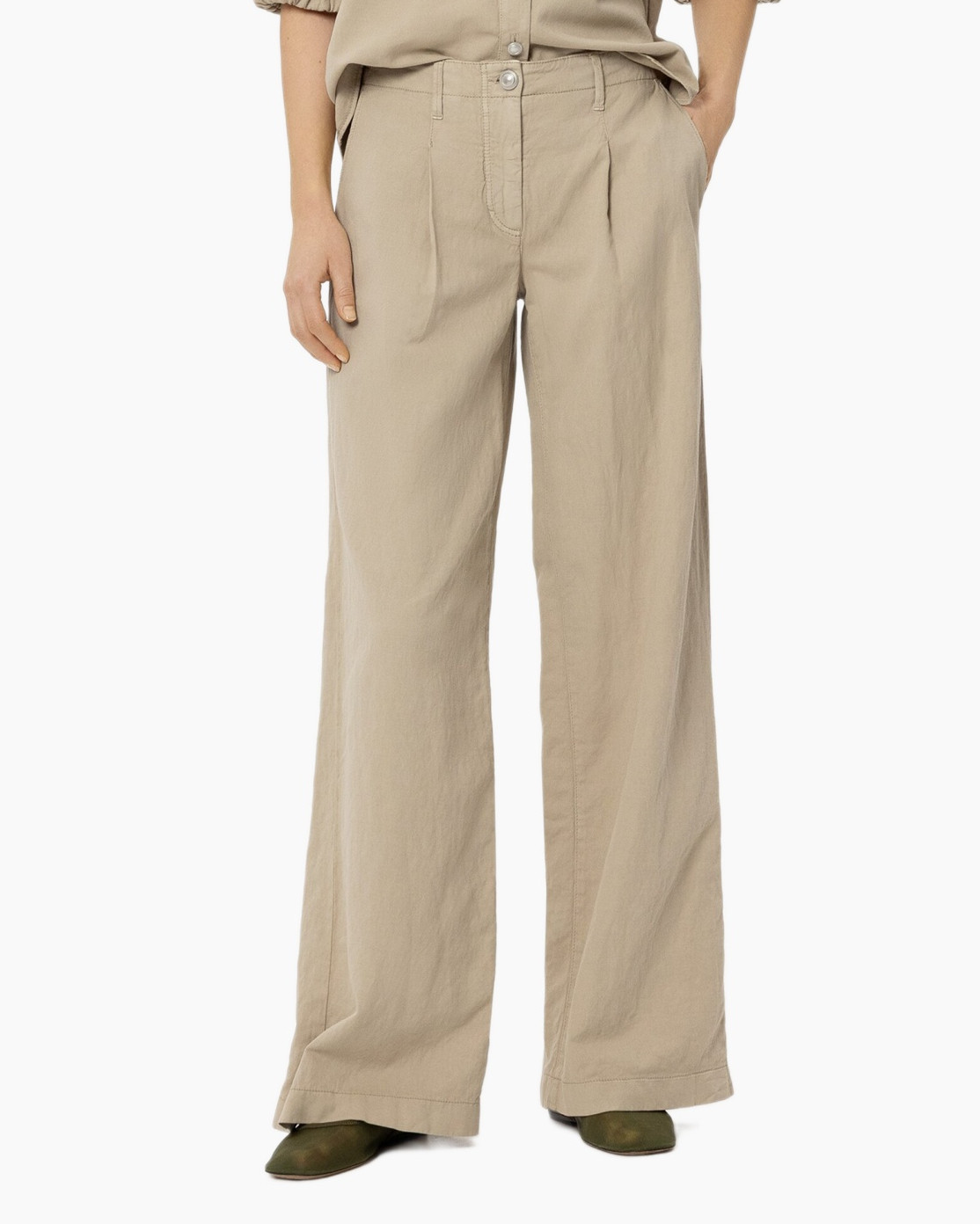 broeken, wijd, beige, linnen, casual