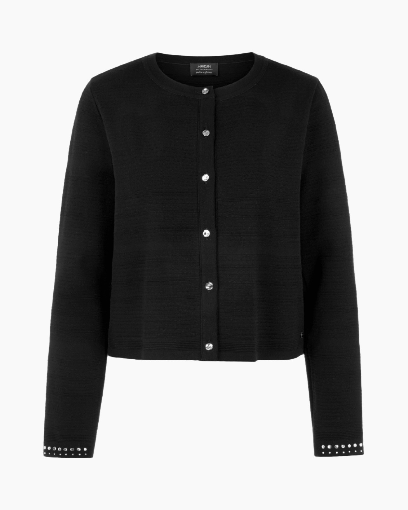 zwart,  cardigan, halskraag?, knoop?, gebreid