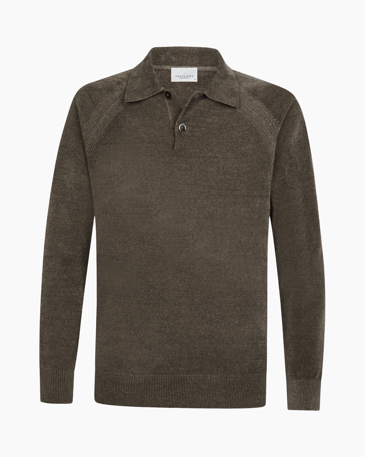 pullover, breip, lange mouw, kraag, bruin