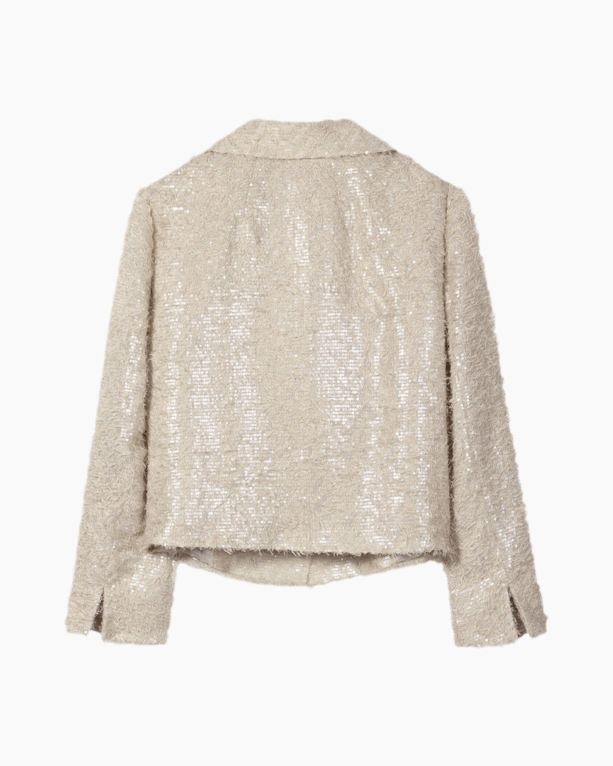 paillettes, blazer, beige, mouwenlang, kraag