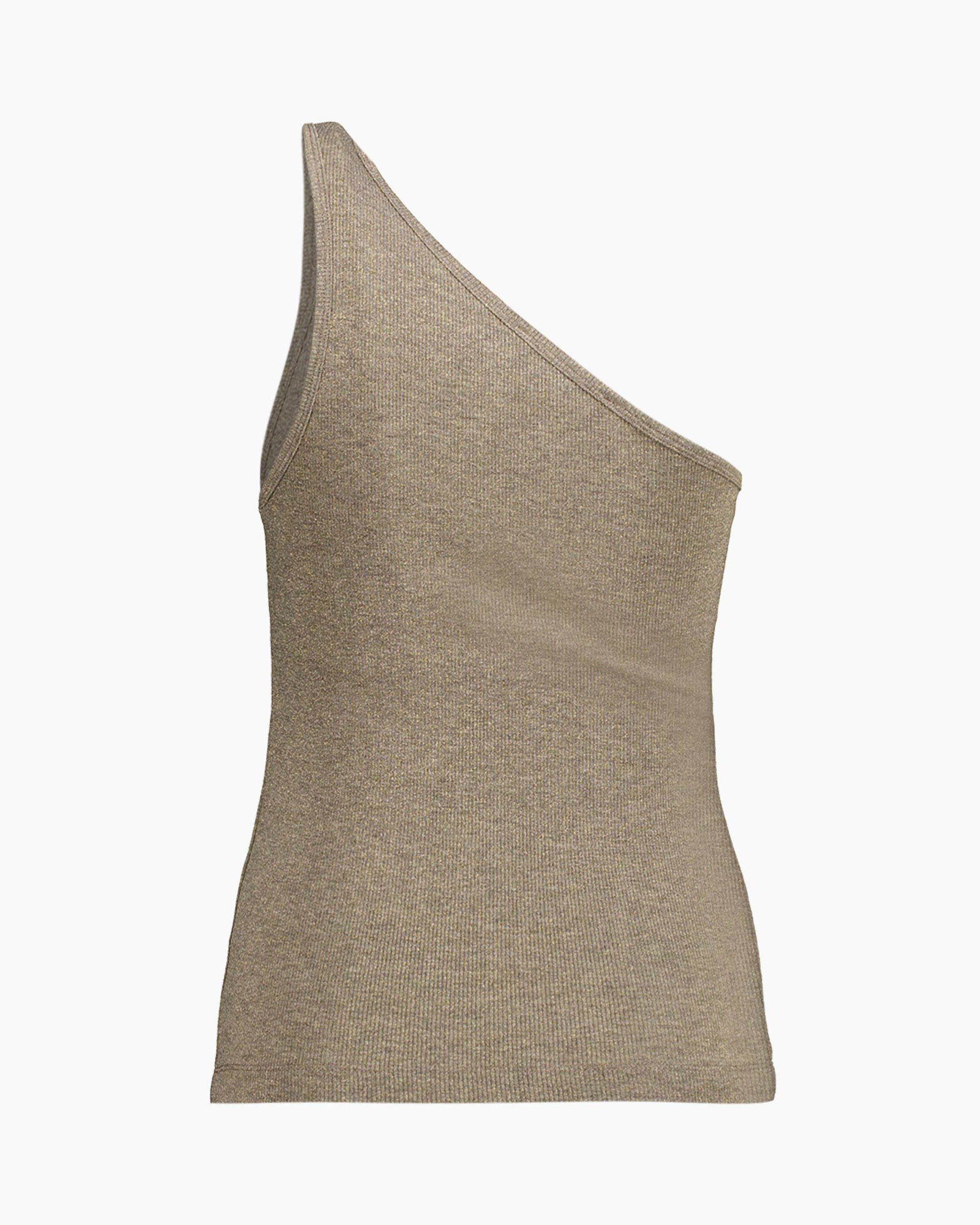 Top Aya One Shoulder Glitter Top Ecru
