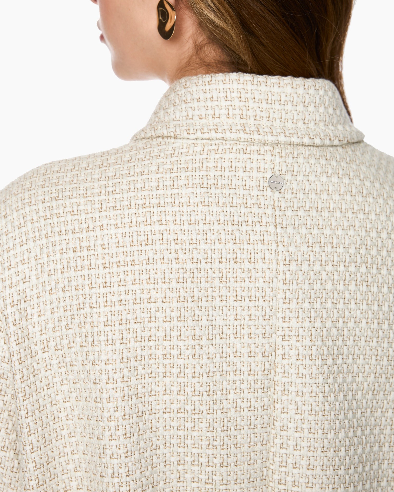 geweven, textured, jasje, kraag, beige