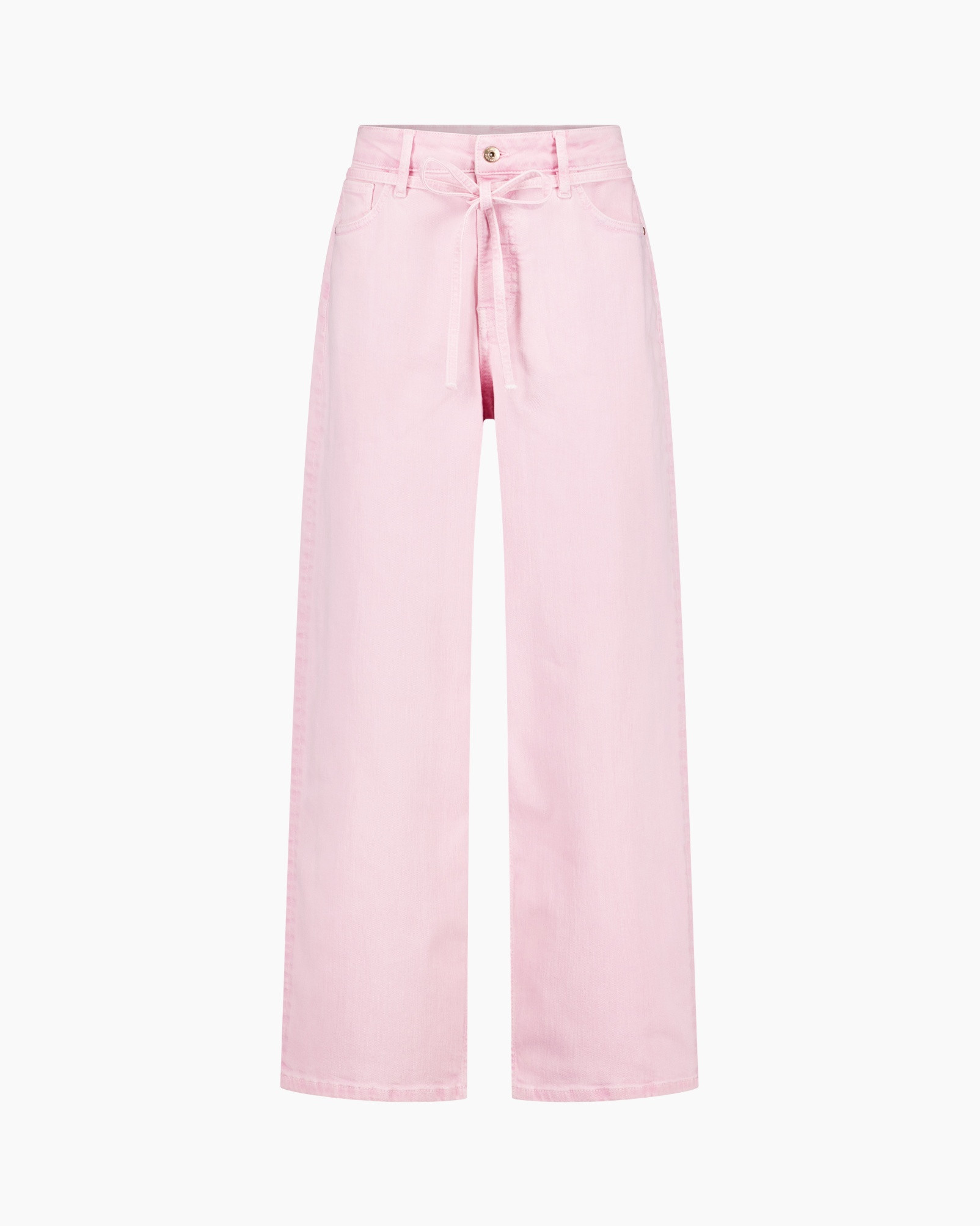 roze, broek, wijdere pijp, touwtje, linnen-achtig