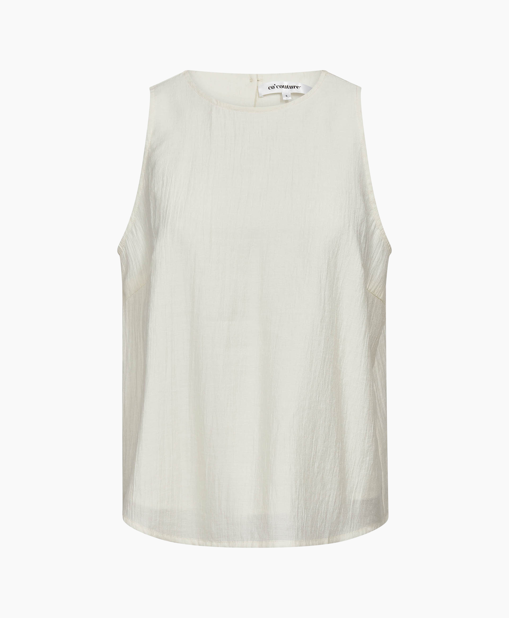 tanktop, zonder mouw, linnen, crème, effen kleur