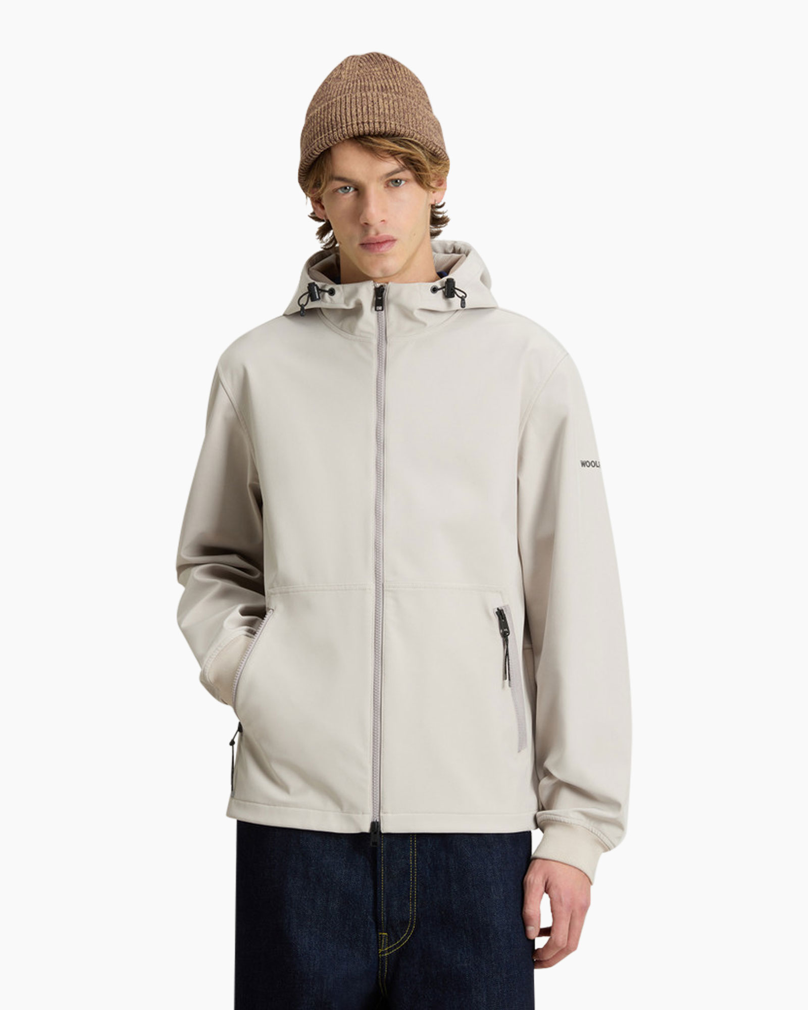 Softshell Jas Soft Shell Full Zip Hoodie Taupe