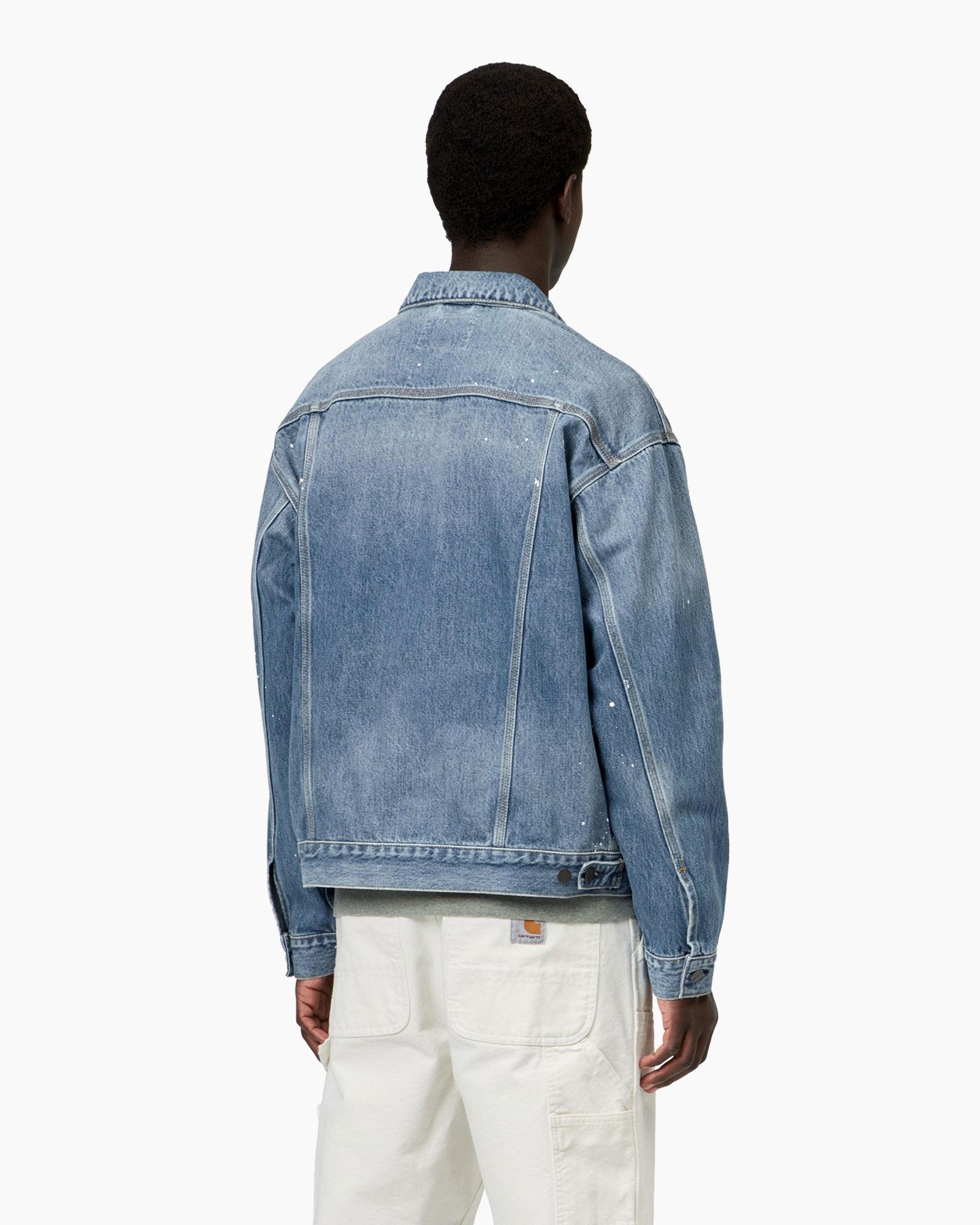 spijkerjack, blauw, vanachterzicht, gewassen, lange mouw