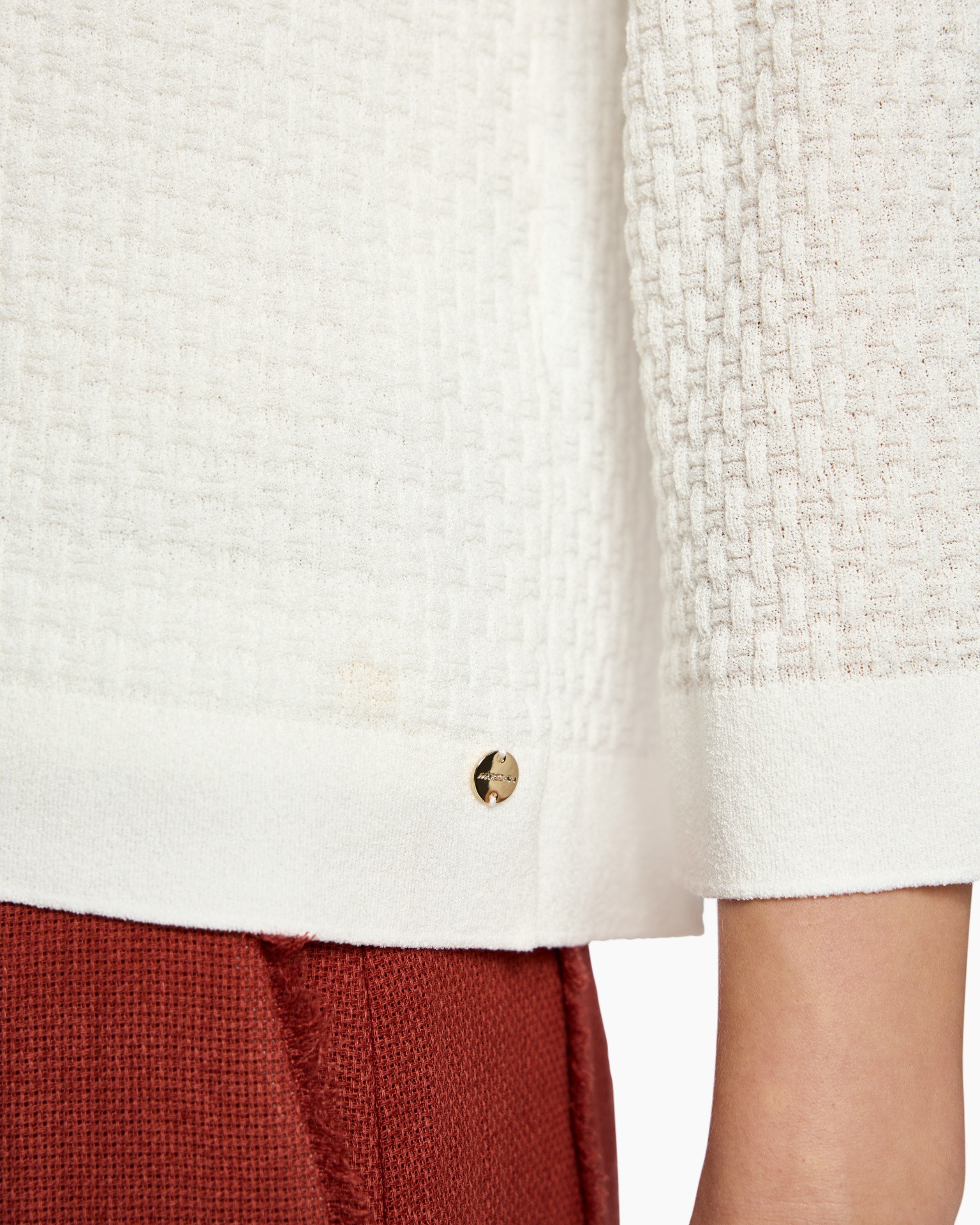 cardigan, knit, cream, gold button, short sleeve