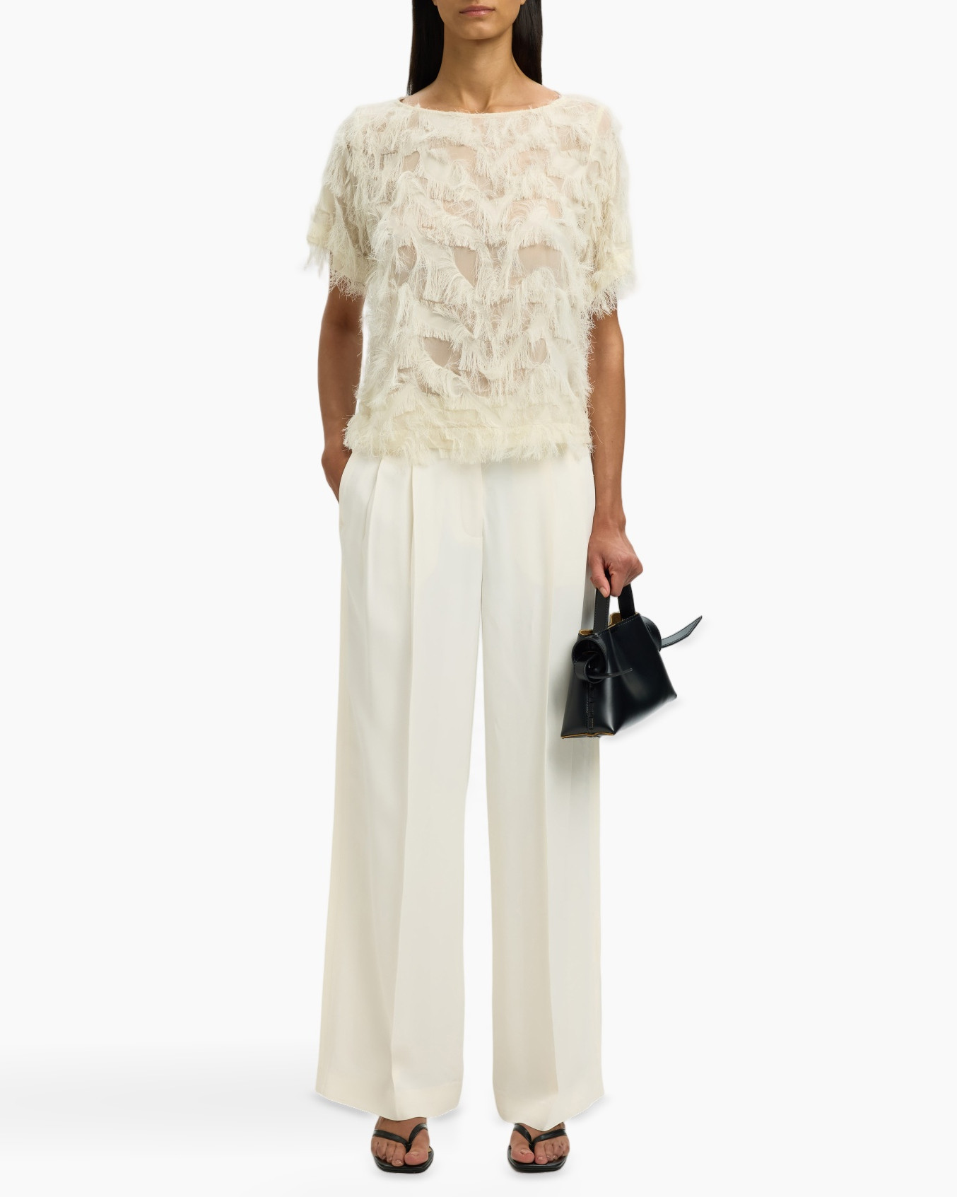 lacy top, sheer blouse, white top, oversized short sleeve, cream color