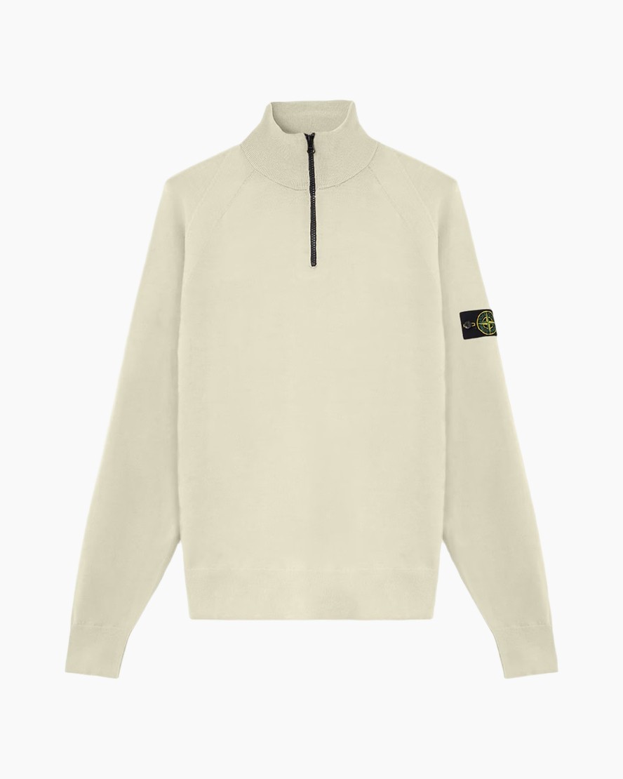 sweatshirt, halfp Zip, lange mouwen, crewneck, beige