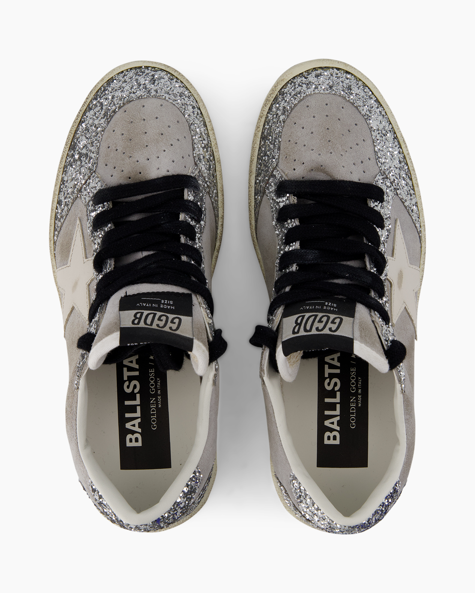 sneakers, glitter, athletic, veterschoen, zilver