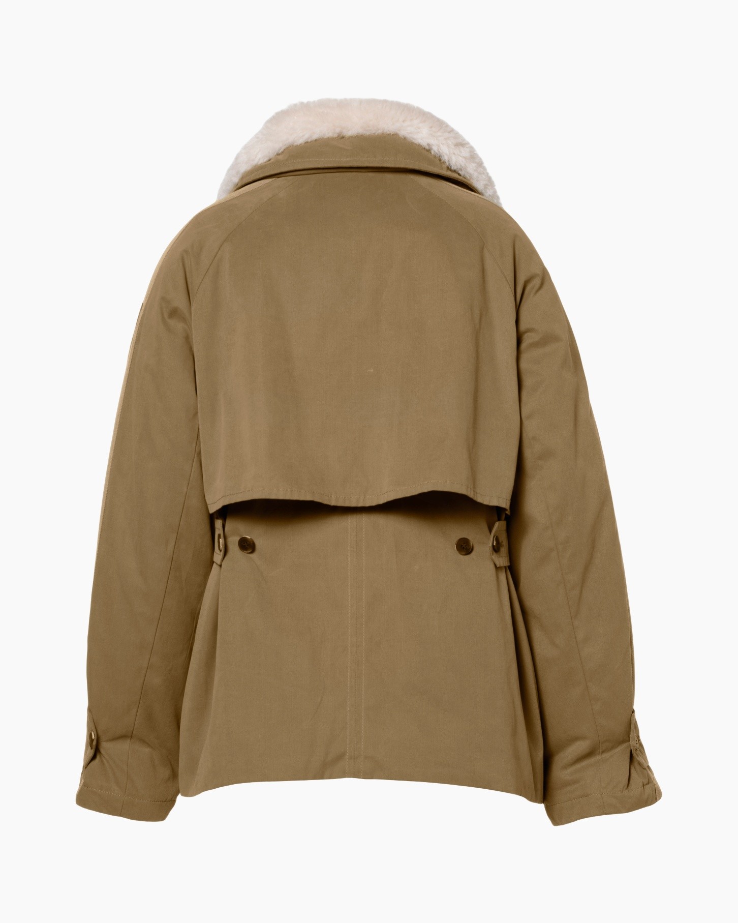 parka, khaki, faux-fur, kraag van imitatiebont, zakken