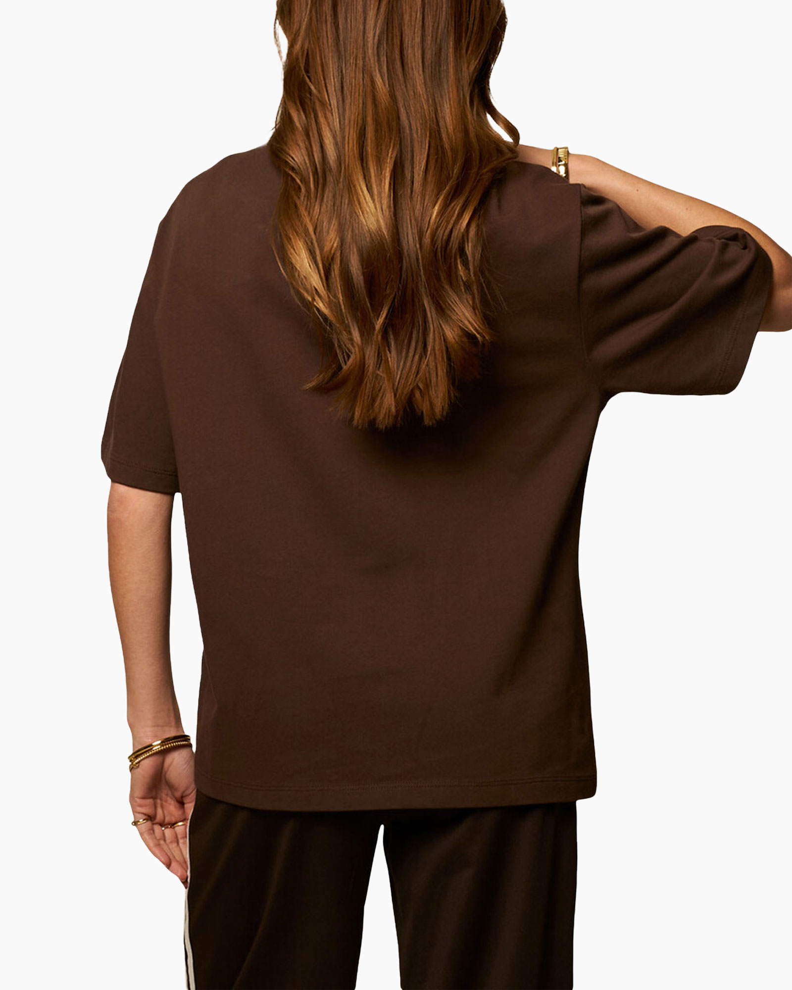 t-shirt, bruin, korte mouwen, losse pasvorm, katoen/jersey