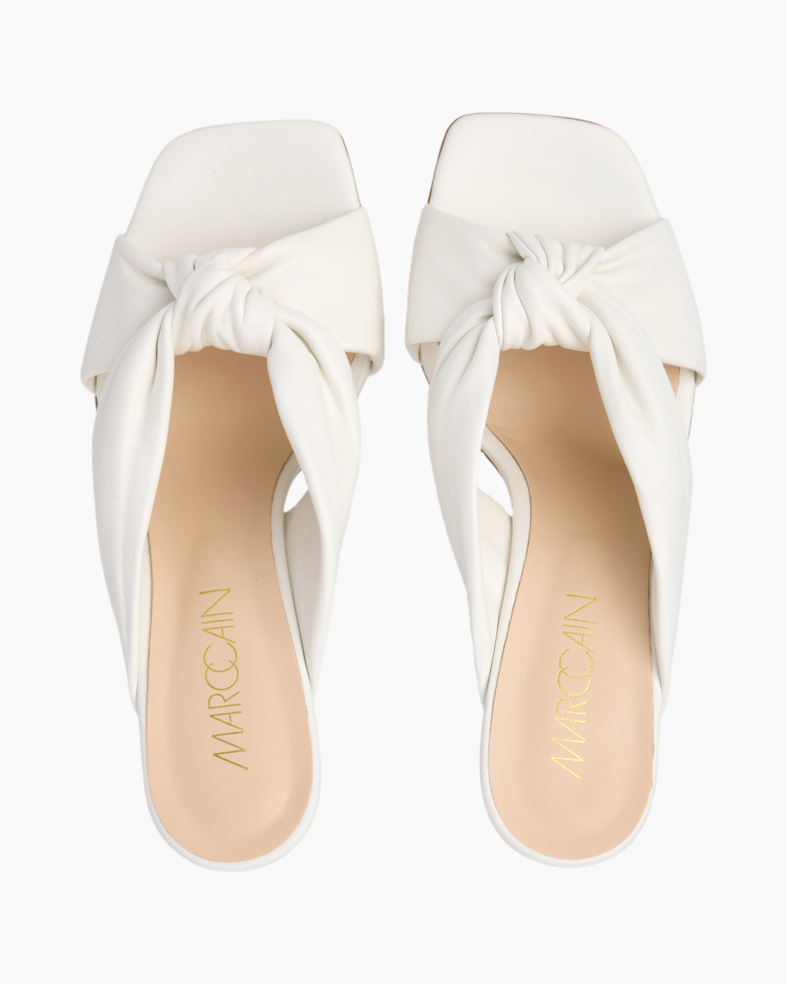 sloep, mules, knoopsluiting, wit, leer