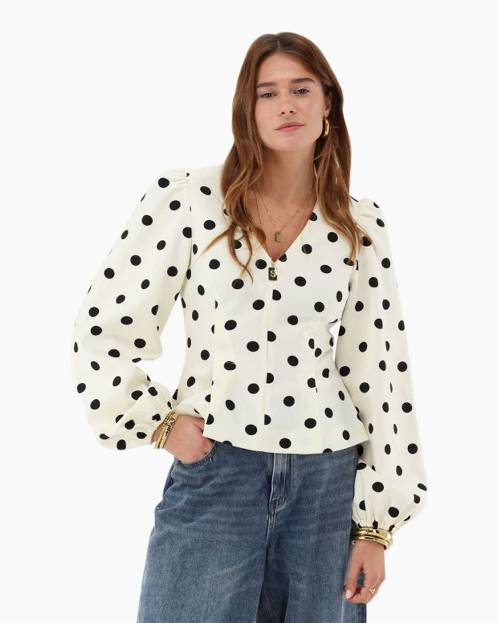 Top Tailored Blouse With Zipper Wit