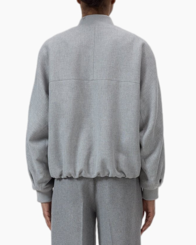 jas, grijs, rits, kraagloze, trui-achtig