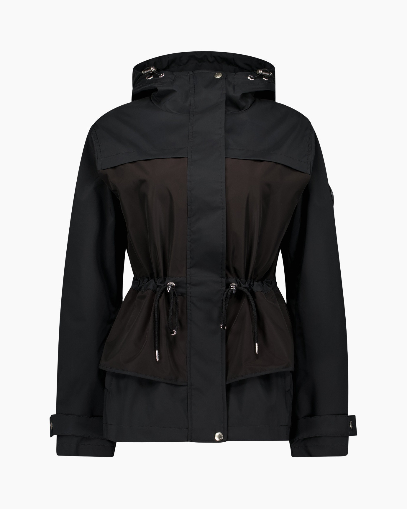 jas, windbreaker, hoed, trekkoord, tweekleurig