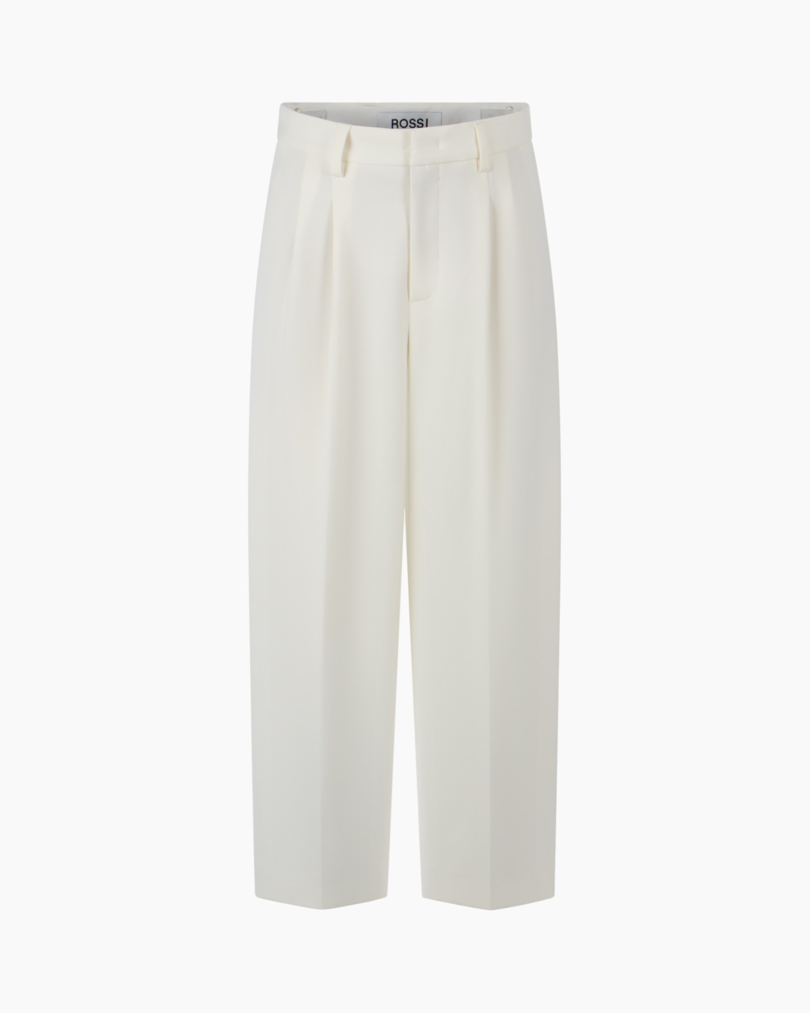 broek, gebroken wit, wijde pijpen, hoge taille, plooiان, broek, ivoorwit, wijde pijpen, hoge taille, geplooid