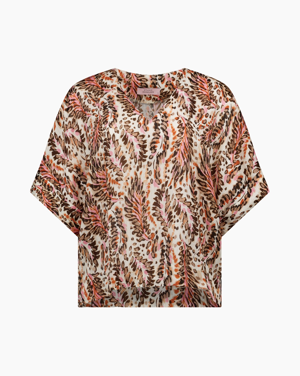 kimono, top, dierenvlek, luipaard, beige-pink