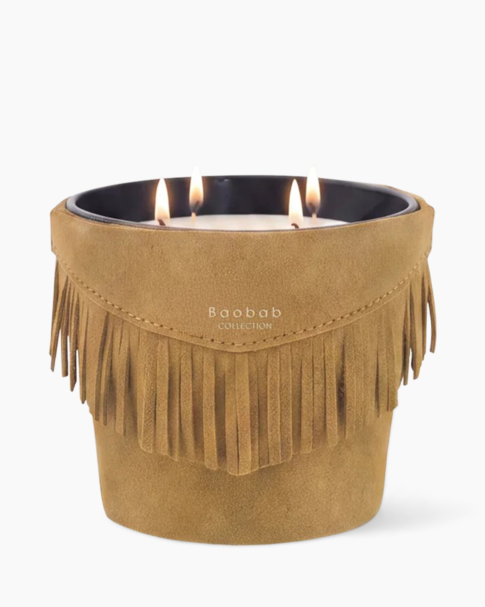 kaars, fringe, emmer, tan, suede