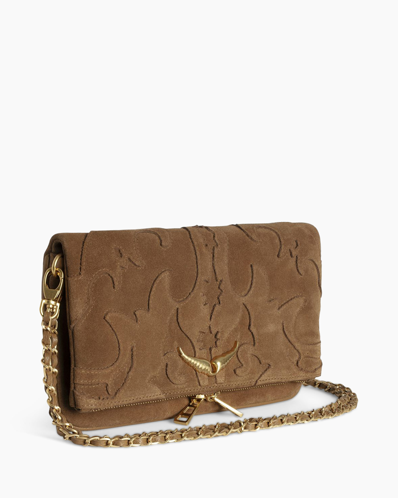 Crossbody Tas Rock Western Suede Cognac
