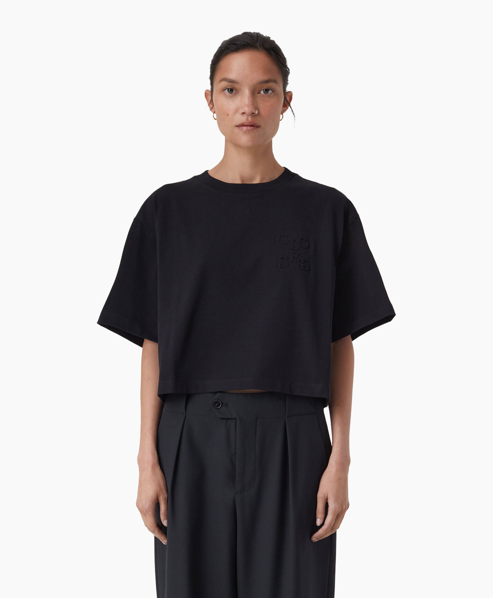 T-shirt Korte Mouw Cropped Zwart