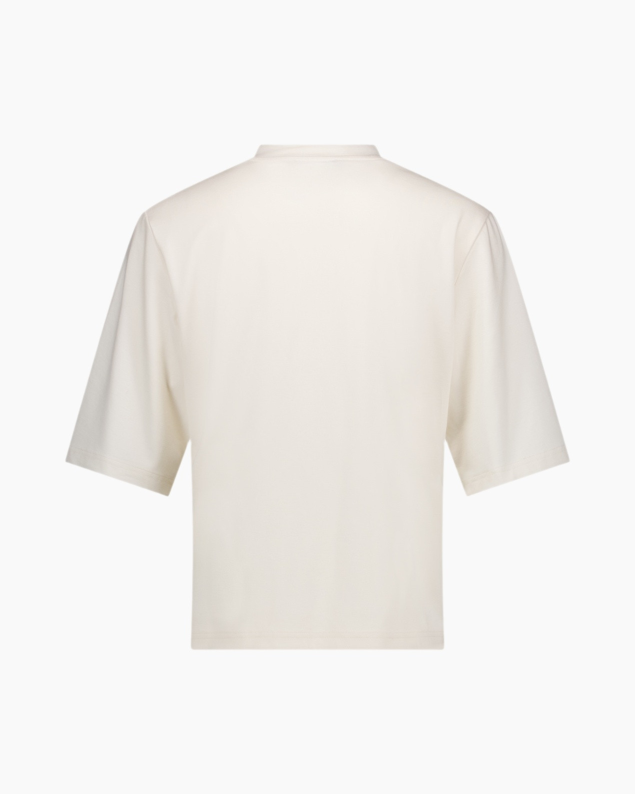 t-shirt, lange mouw, kraagloze hals, eenvoudig, lichtkleur