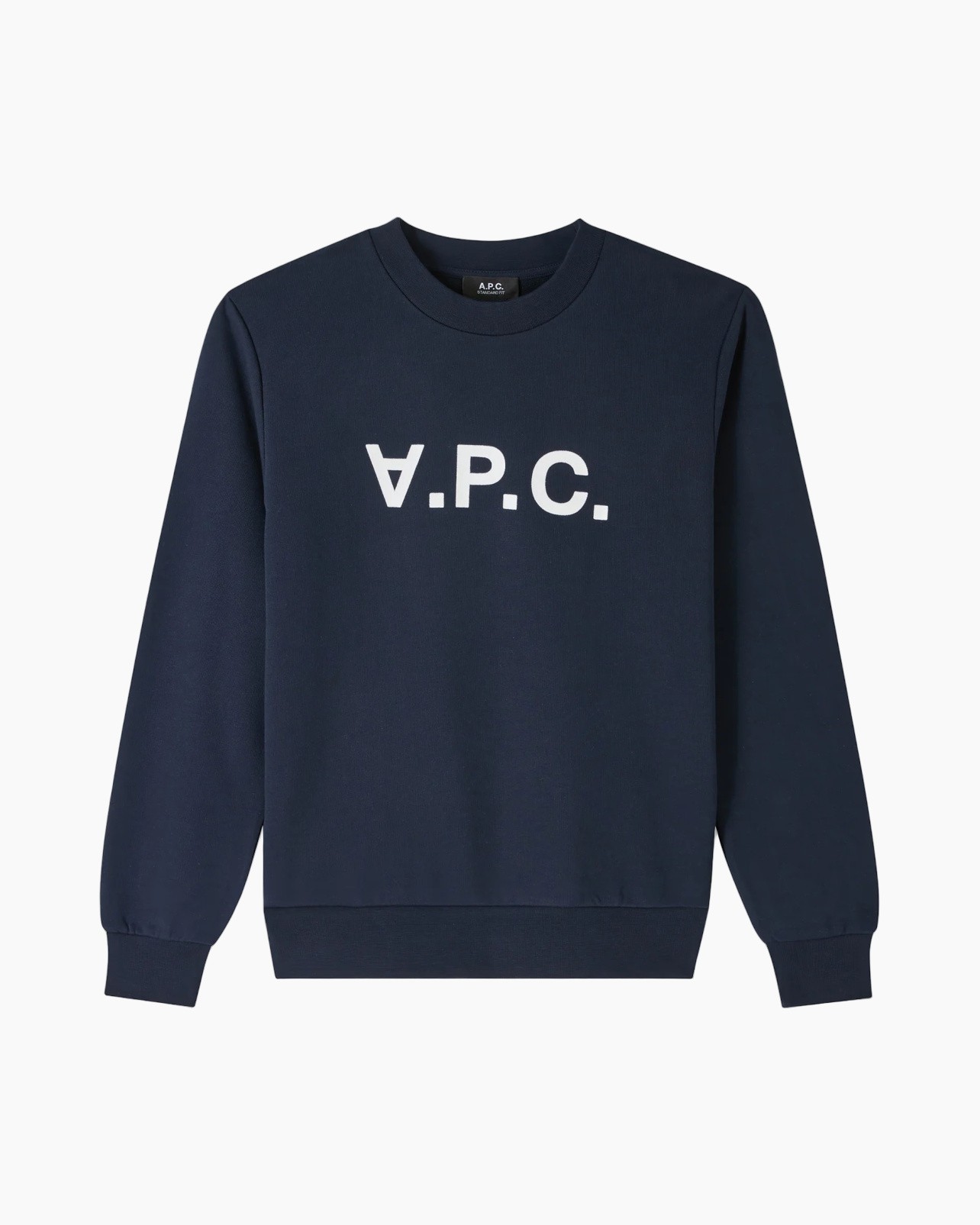 sweatshirt met ronde hals, marineblauw, lange mouwen, geribde boorden, logoprint