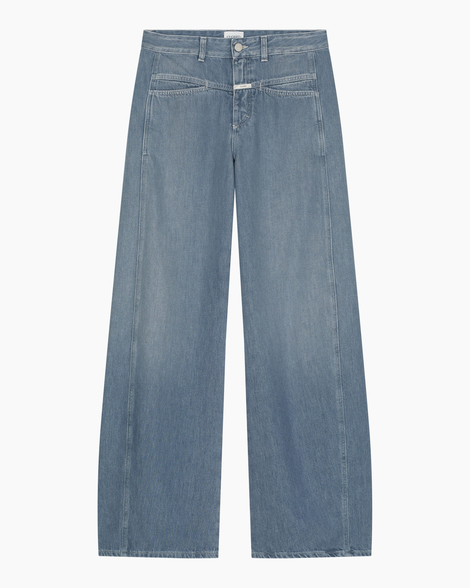 spijkerbroek, wijd verloop, denim, lichtblauw, zakken