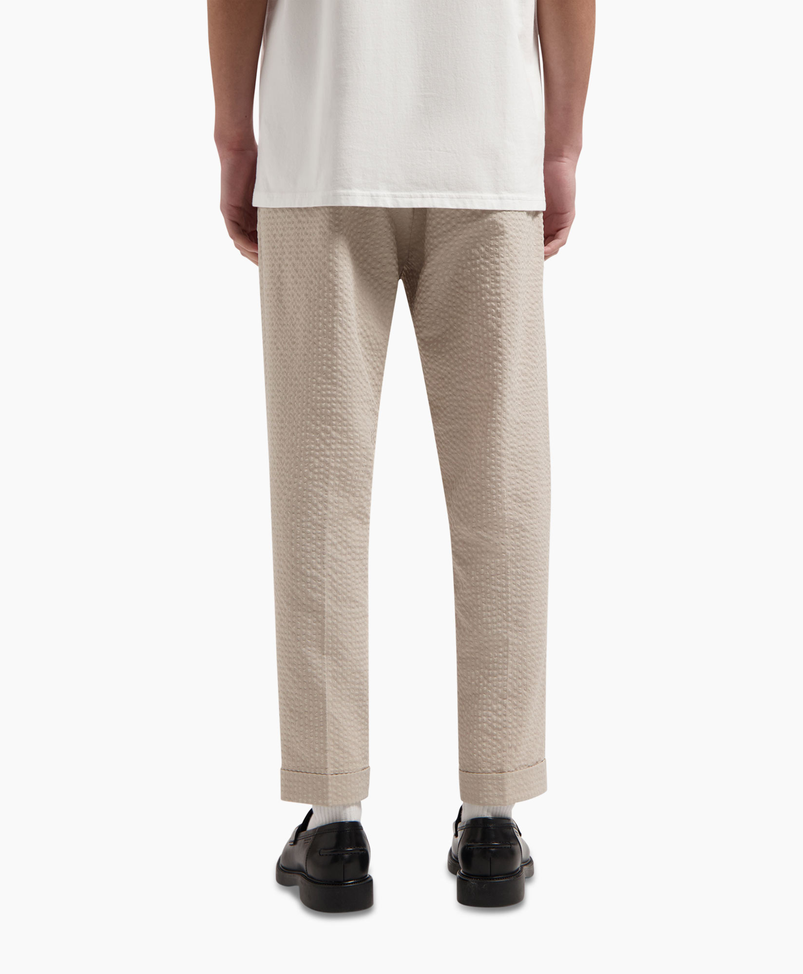 Pantalon Seersucker Slim Beige