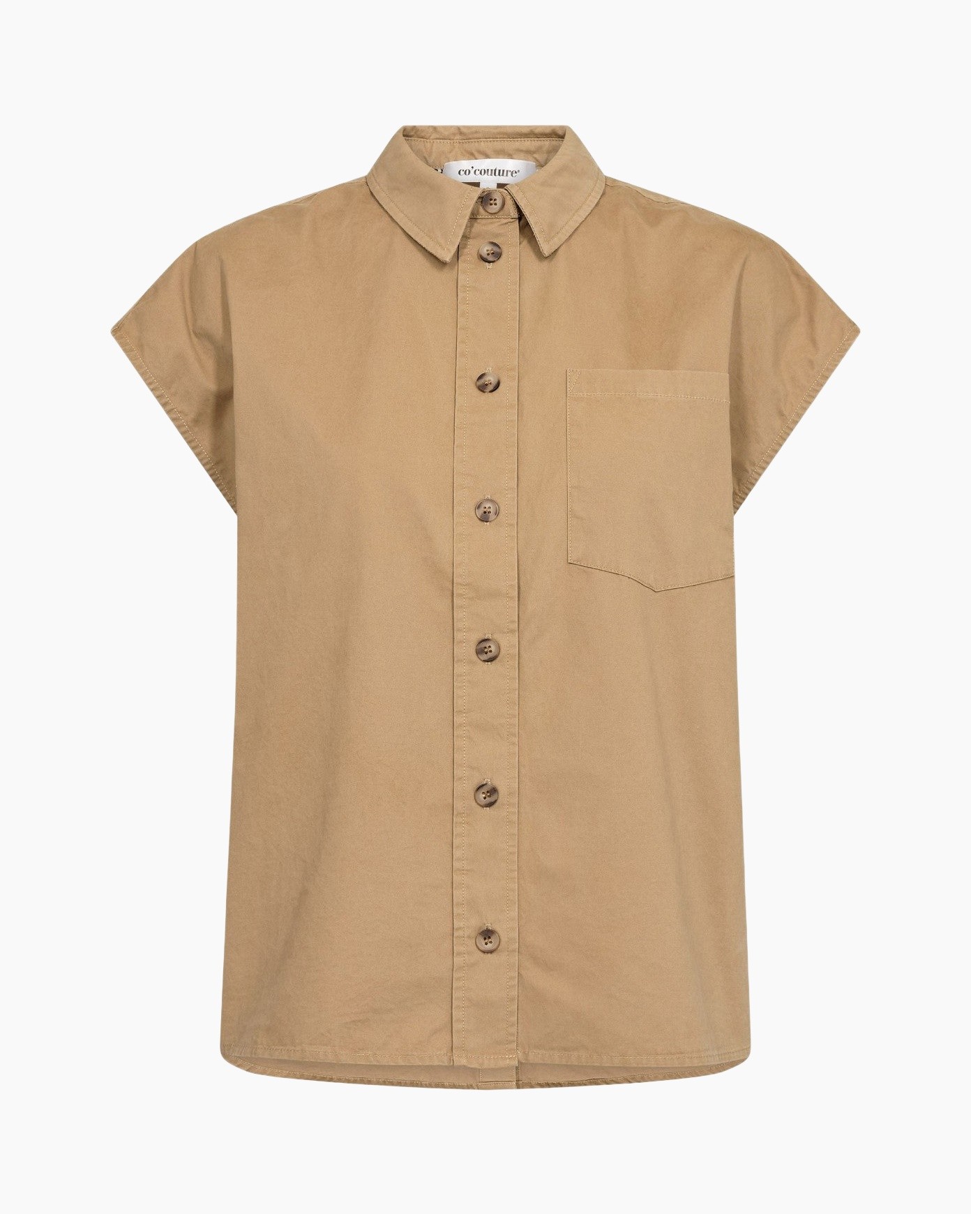 hemd, korte mouw, knopen, khaki, zak