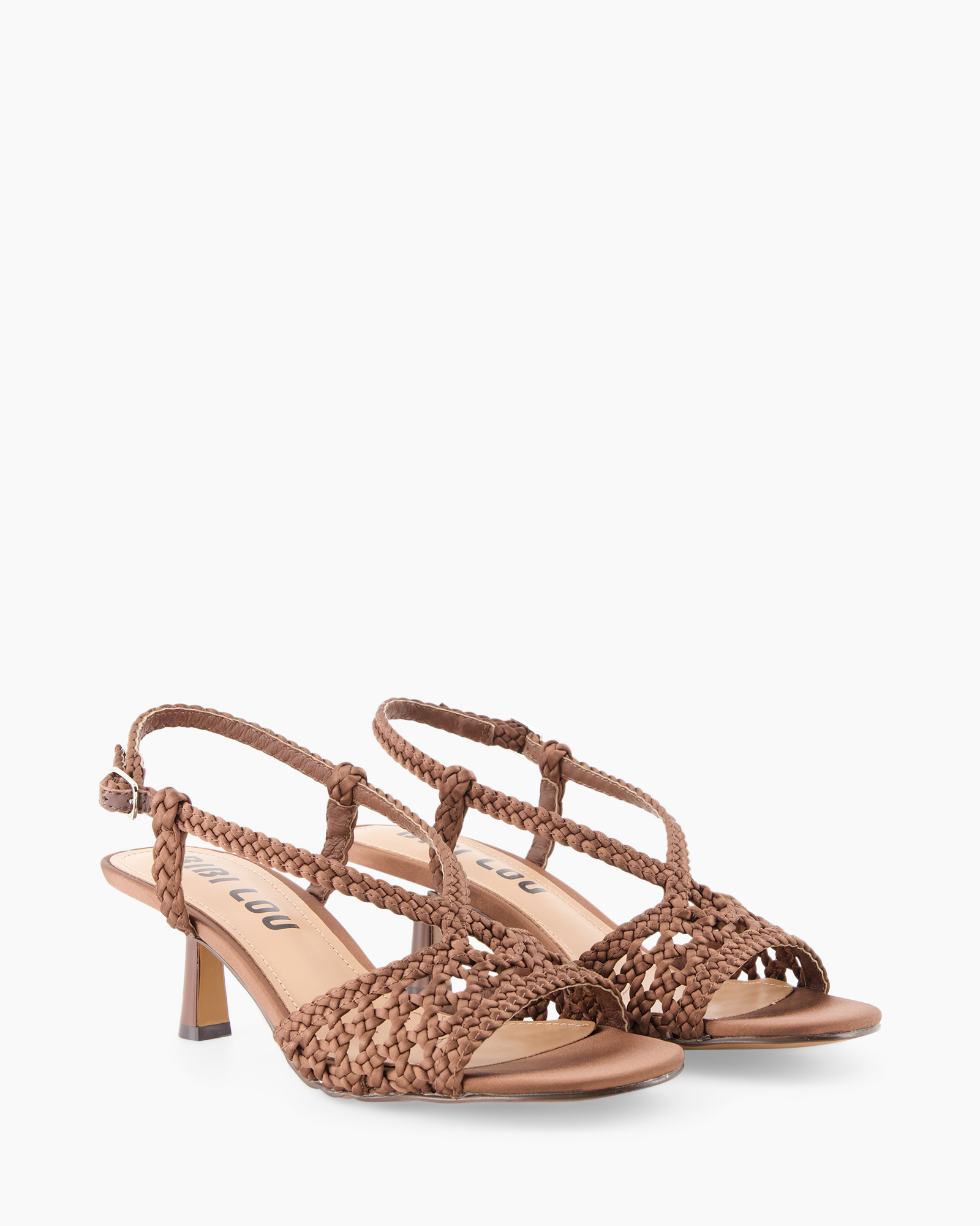 andal, geweven, riemjesband, middenhak, bruin