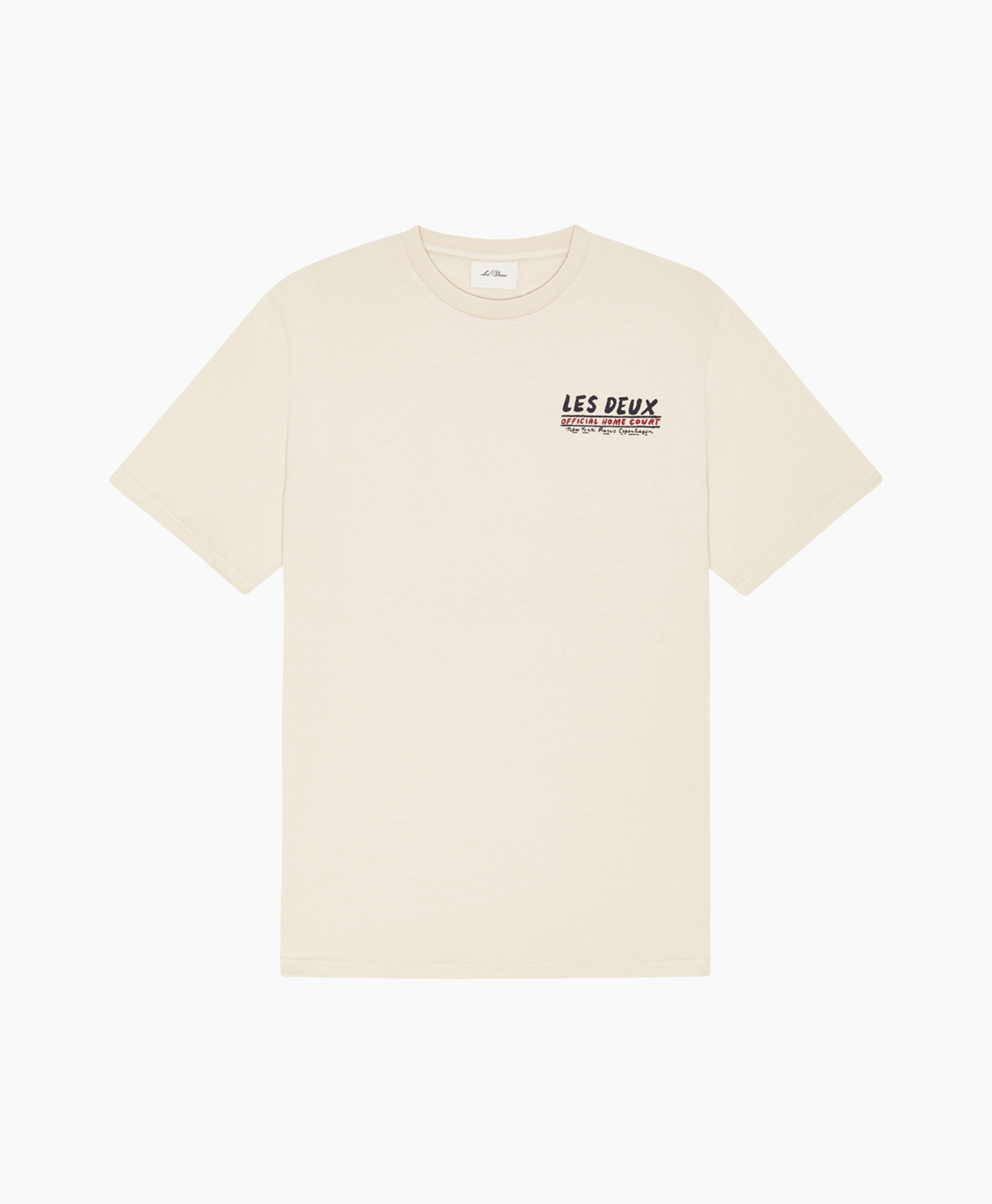 t-shirt, mouwshort, crème, grafisch, kleine logo