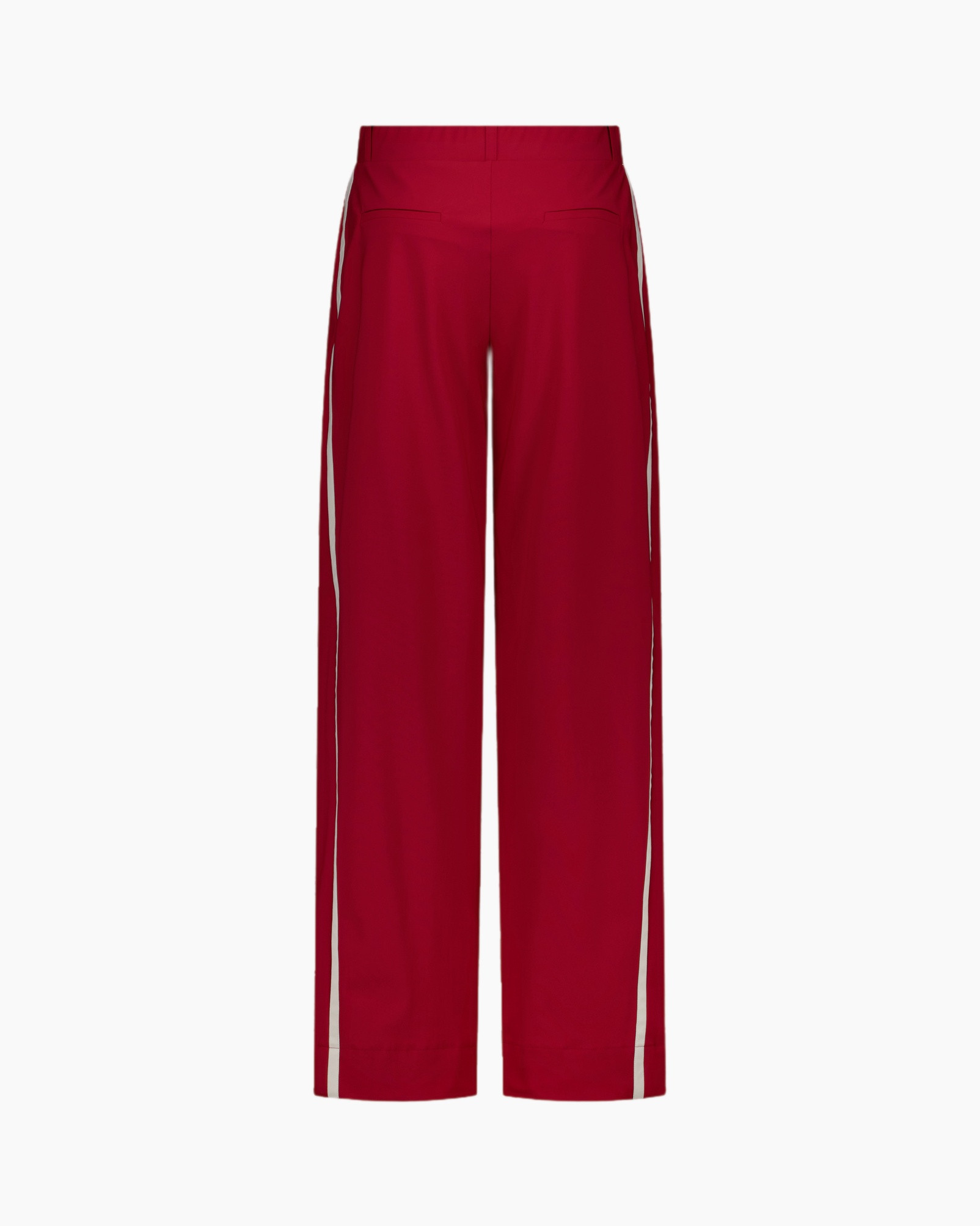 broeken, rode, zijsstrook, rechte snit, broek