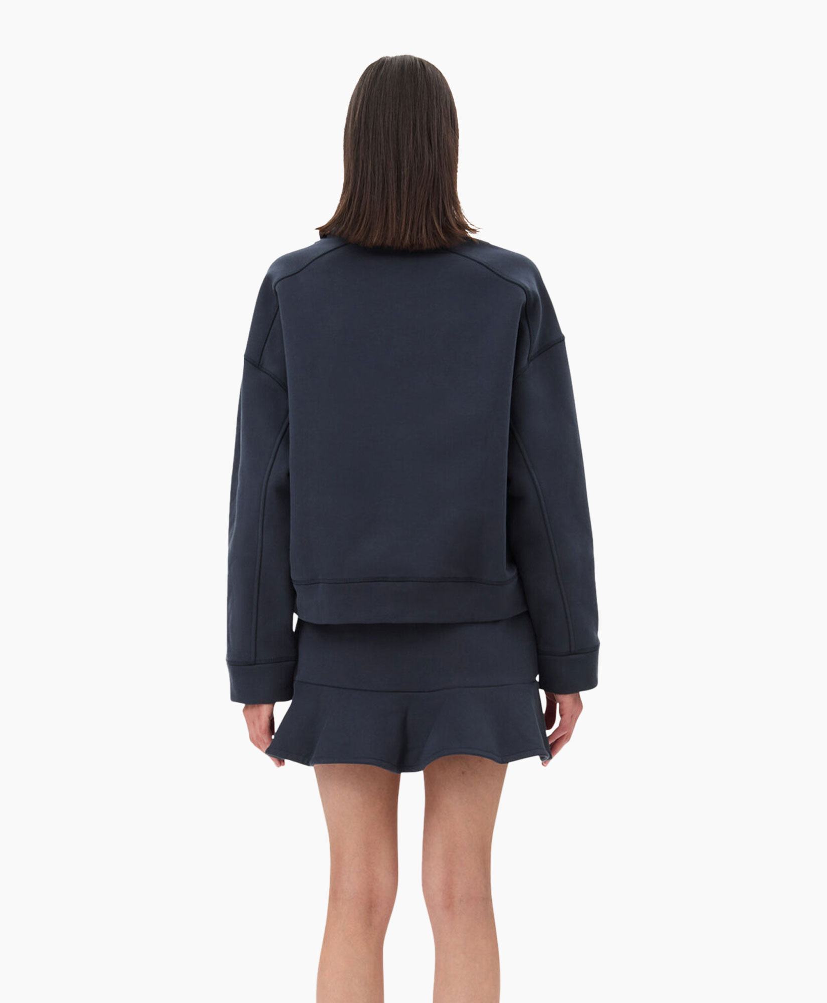 Ganni Polo Heavy Fleece Drop Shoulder Donker Blauw