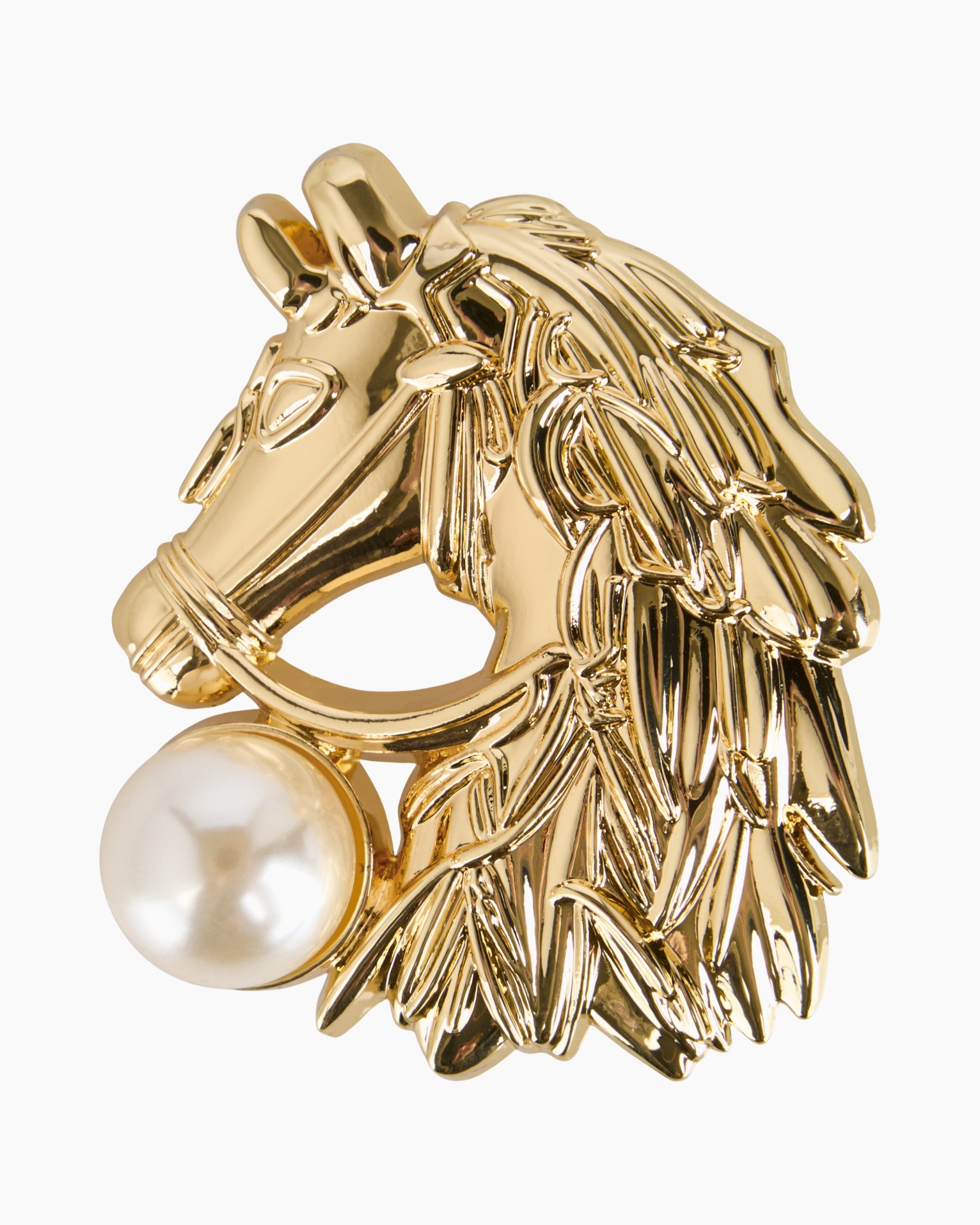 ring, goud, paardenkop, parel, bladpatroon