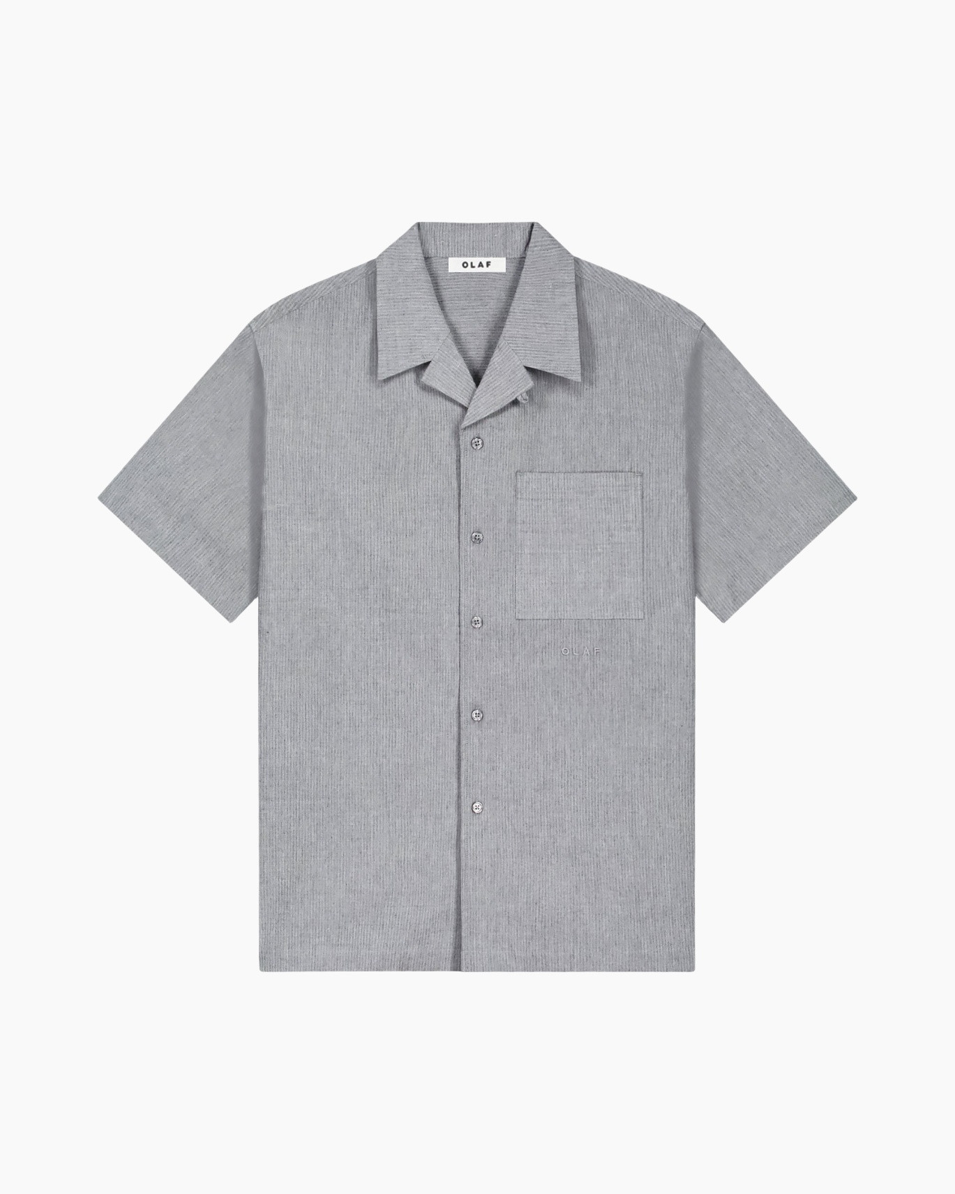 shirt, short-sleeve, button-down, pocket, gray