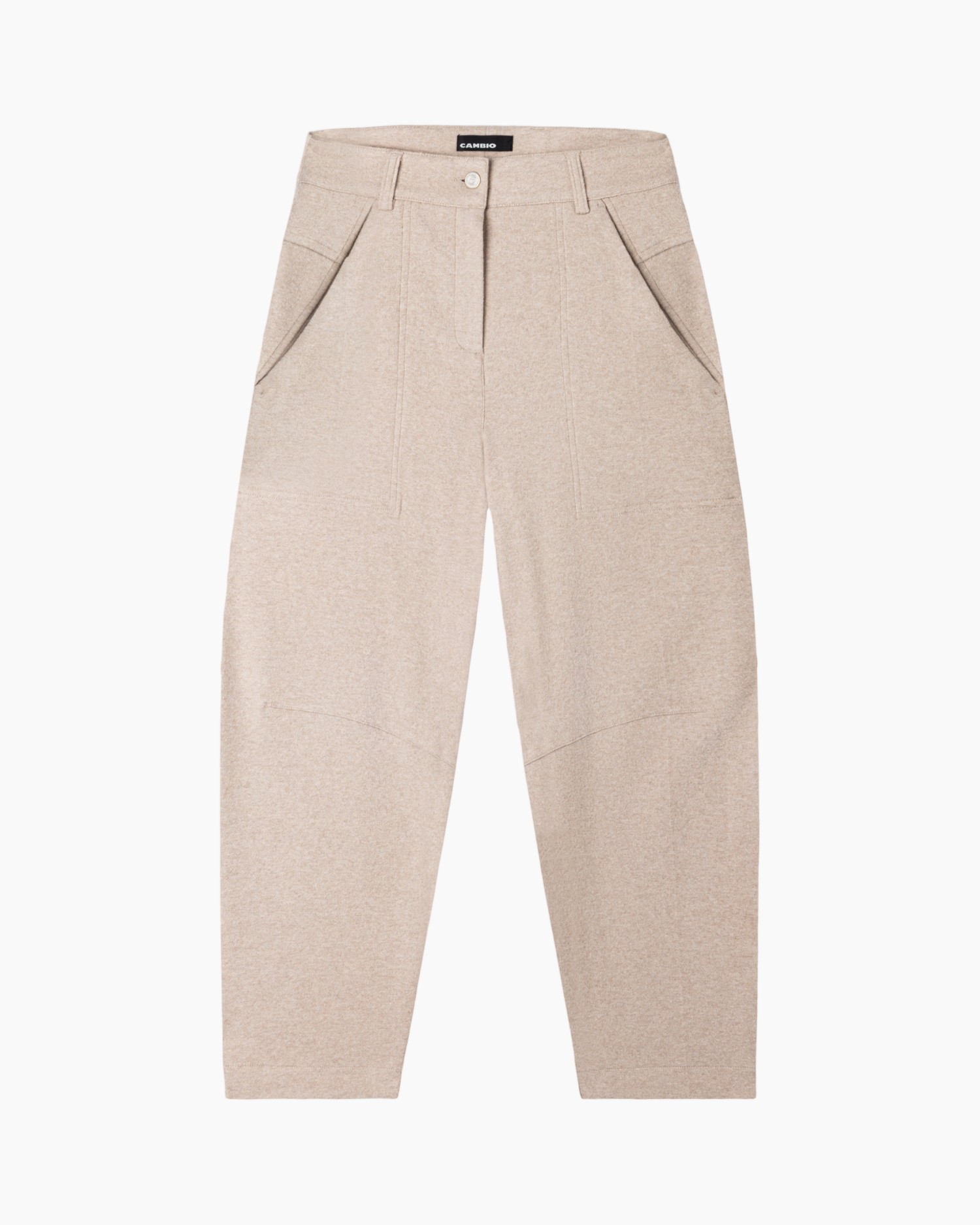 broek, wijde pijpen, beige, wolmix, schuine zakken
