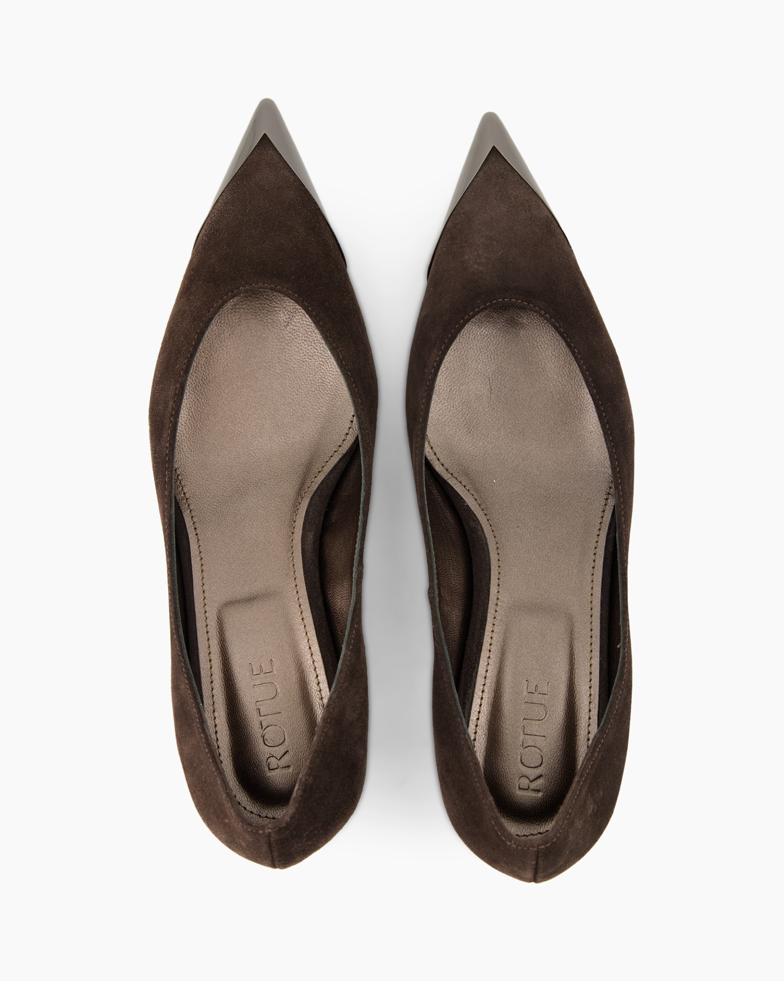 schoenen, spuntpuntteen, hak, bruin, suède