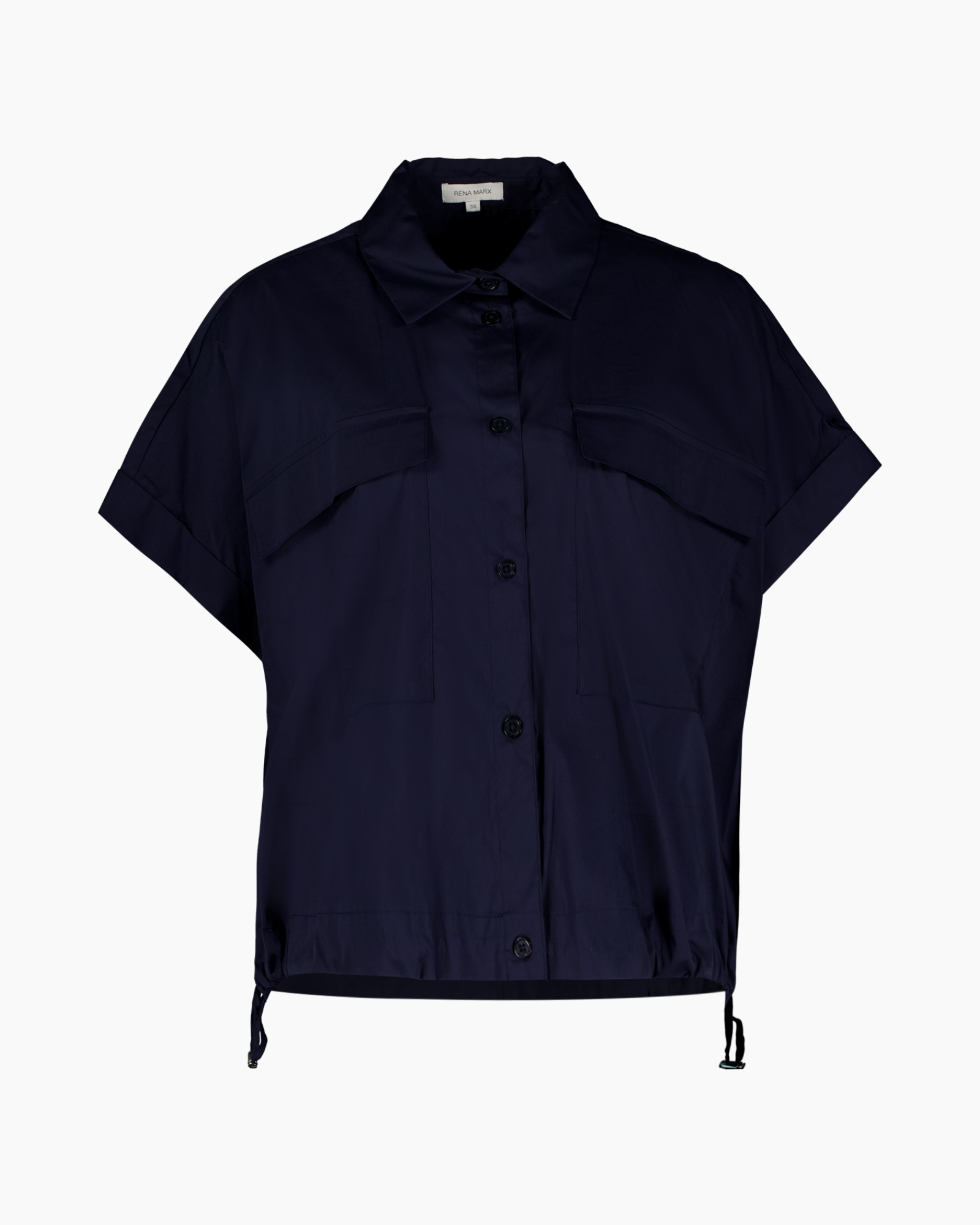 hemd, kortmouw, knopen, marineblauw, zakken
