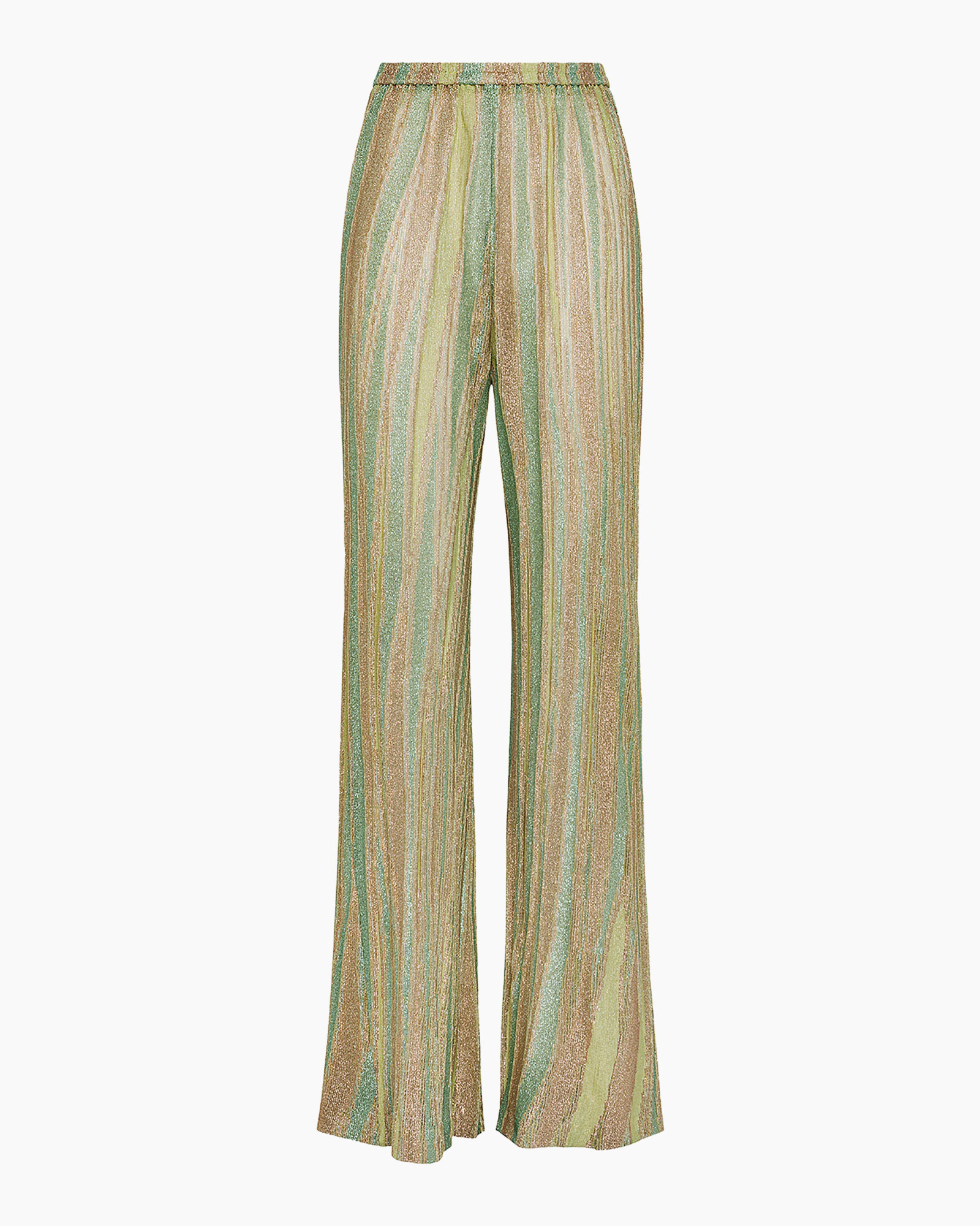 Flared Broek Lurex Jersey Jacquared Flared Groen
