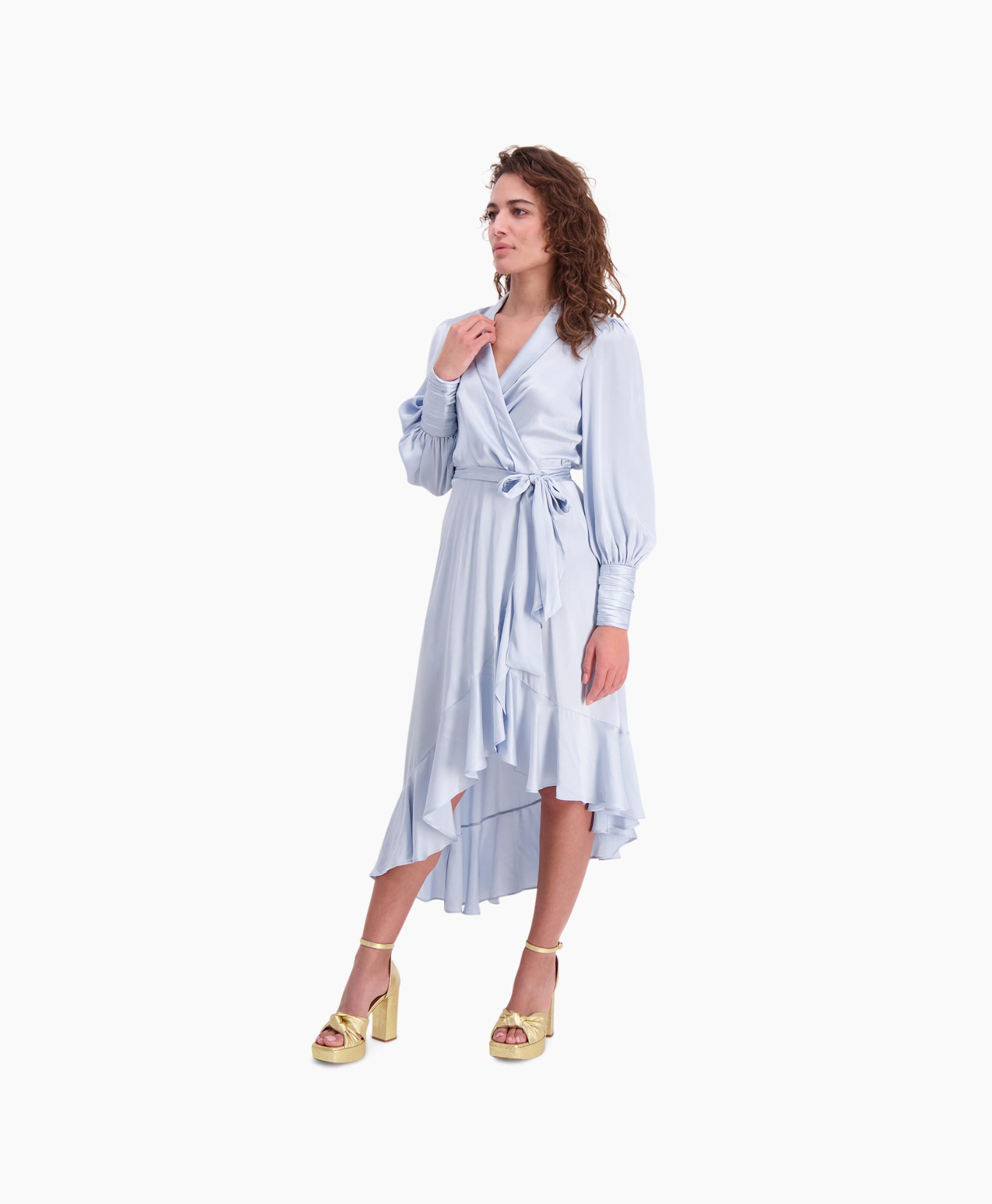 Zimmermann Jurk Silk Wrap Midi Blauw