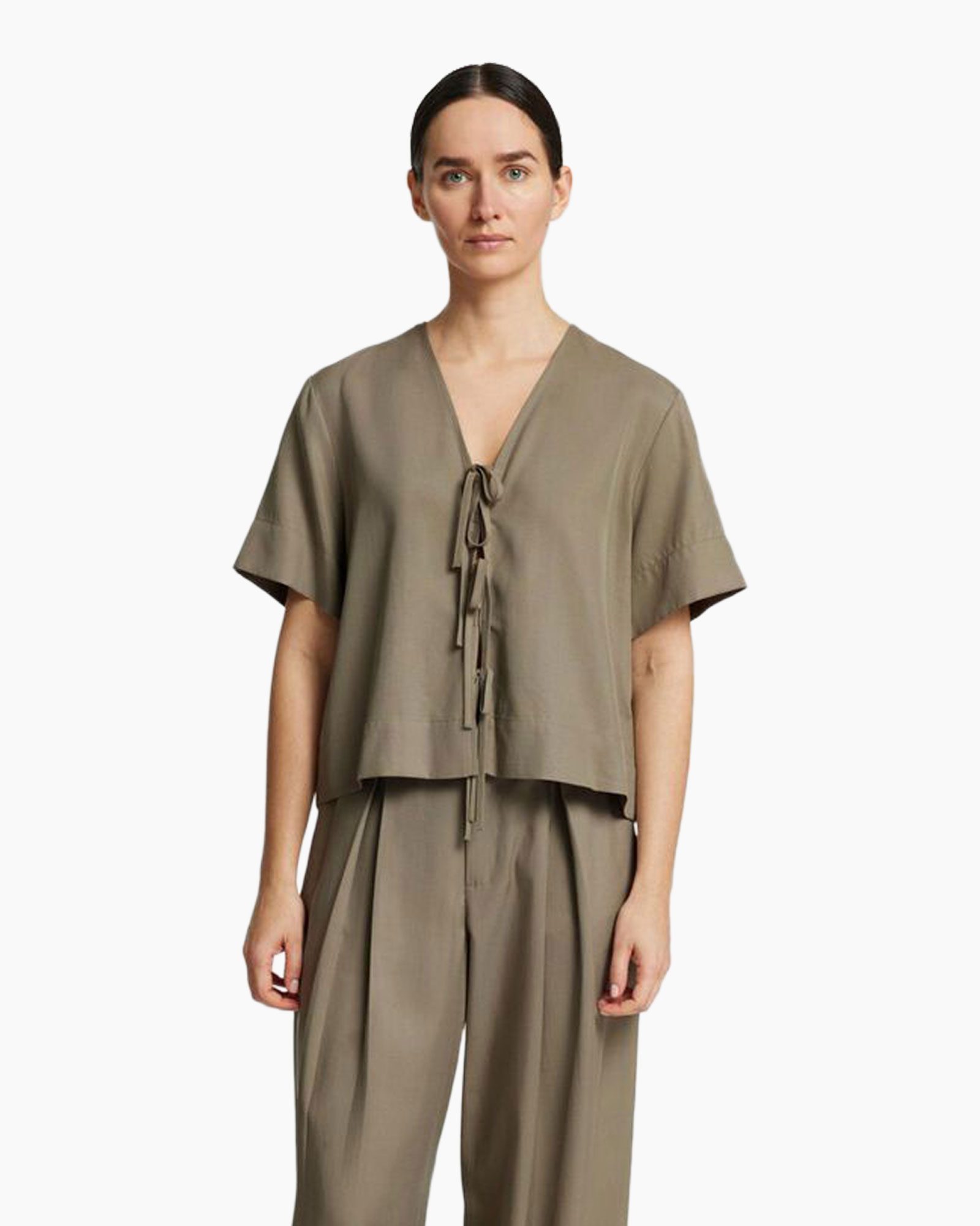 Top Natuk 2/4 Boxy Tie Top B Khaki