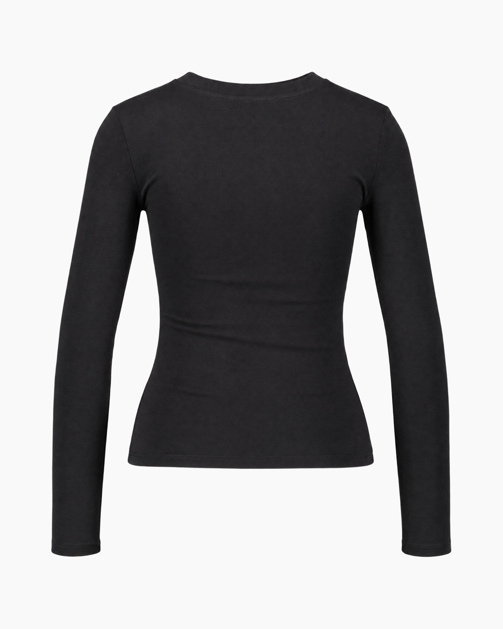 lange mouwen, zwart, rond hals,  shirt, basis