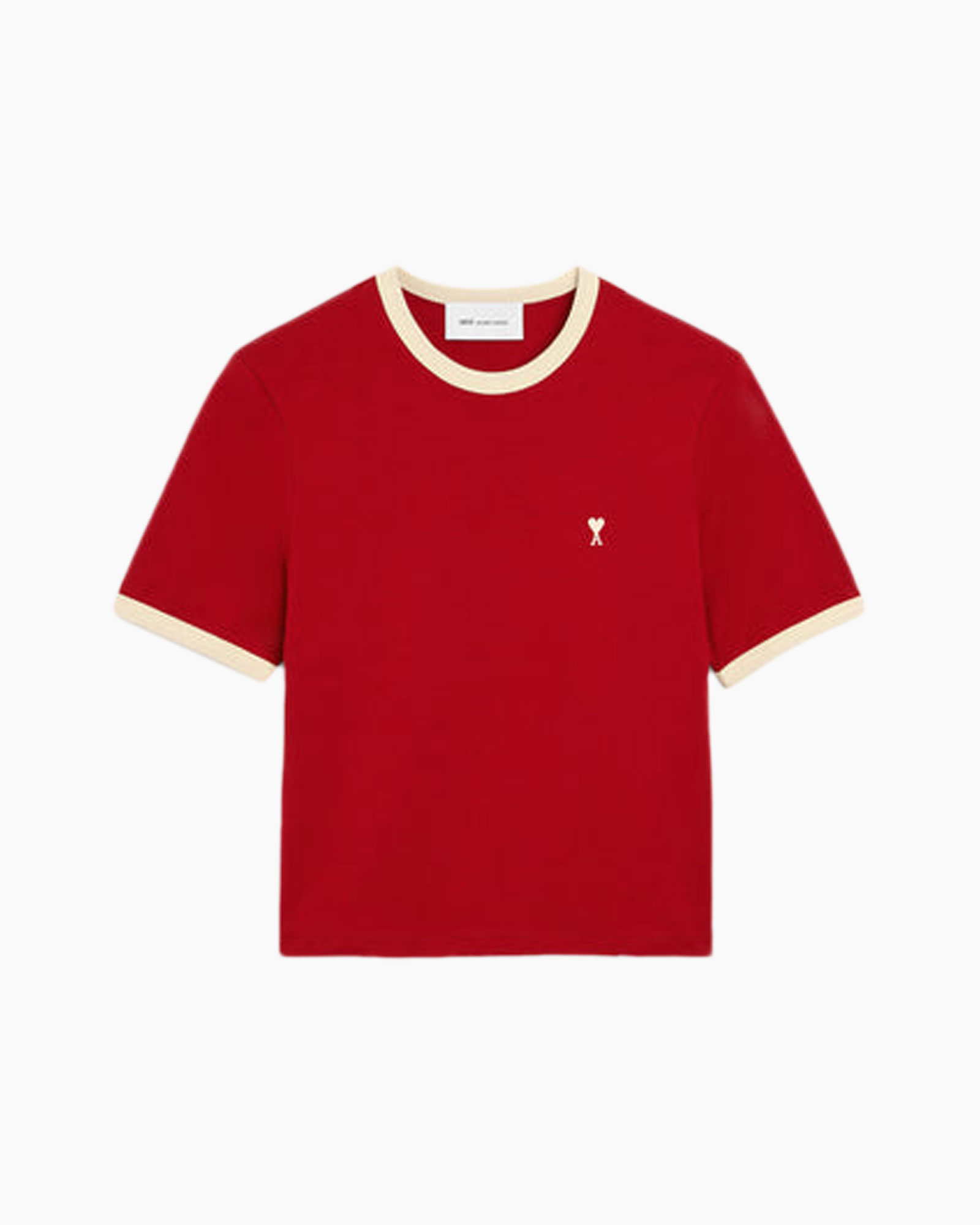 t-shirt, korte mouwen, rood, kraag met ronde hals, kleine logo
