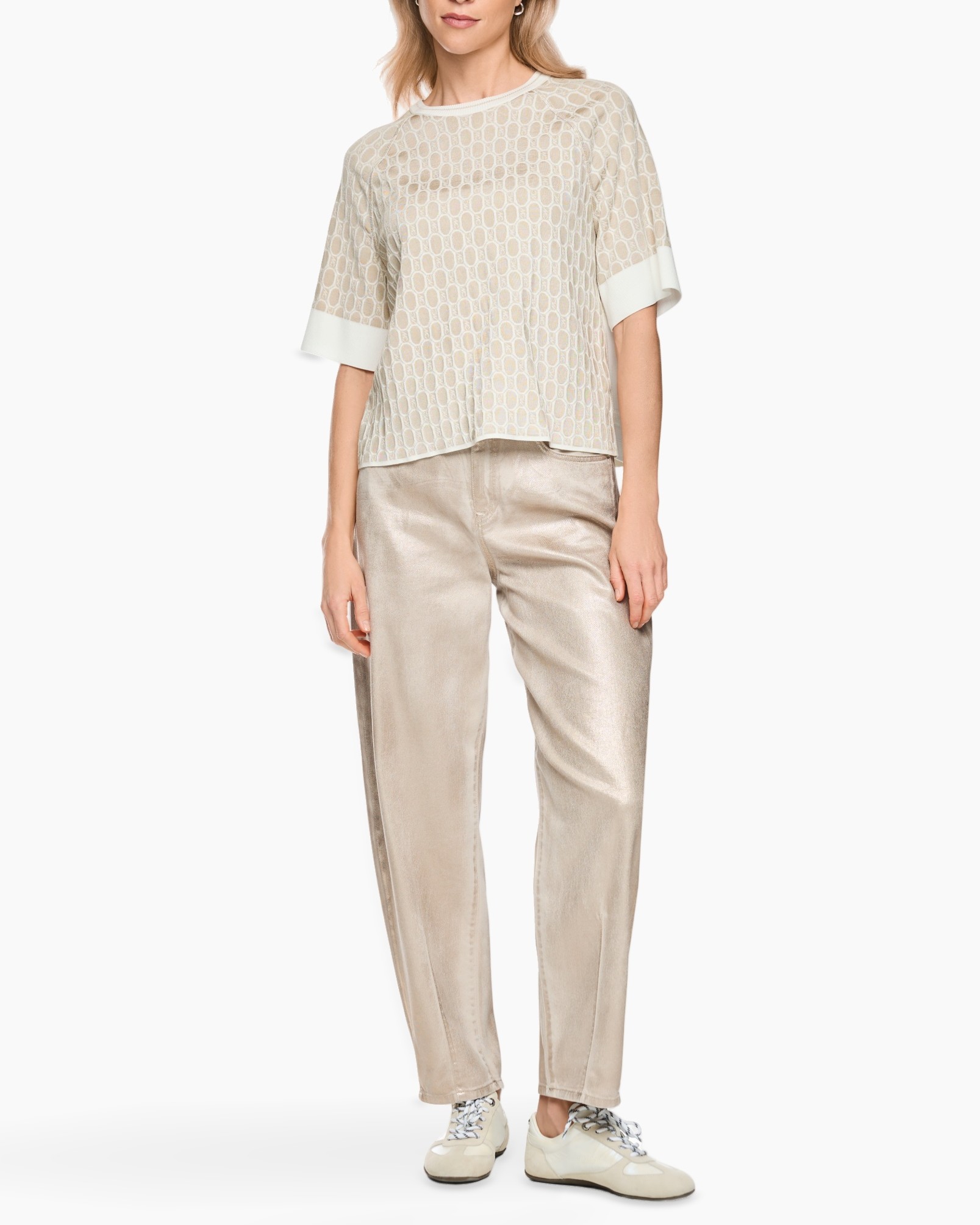 tuniek, kant top, doorschijnende blouse, beige top, korte mouwen