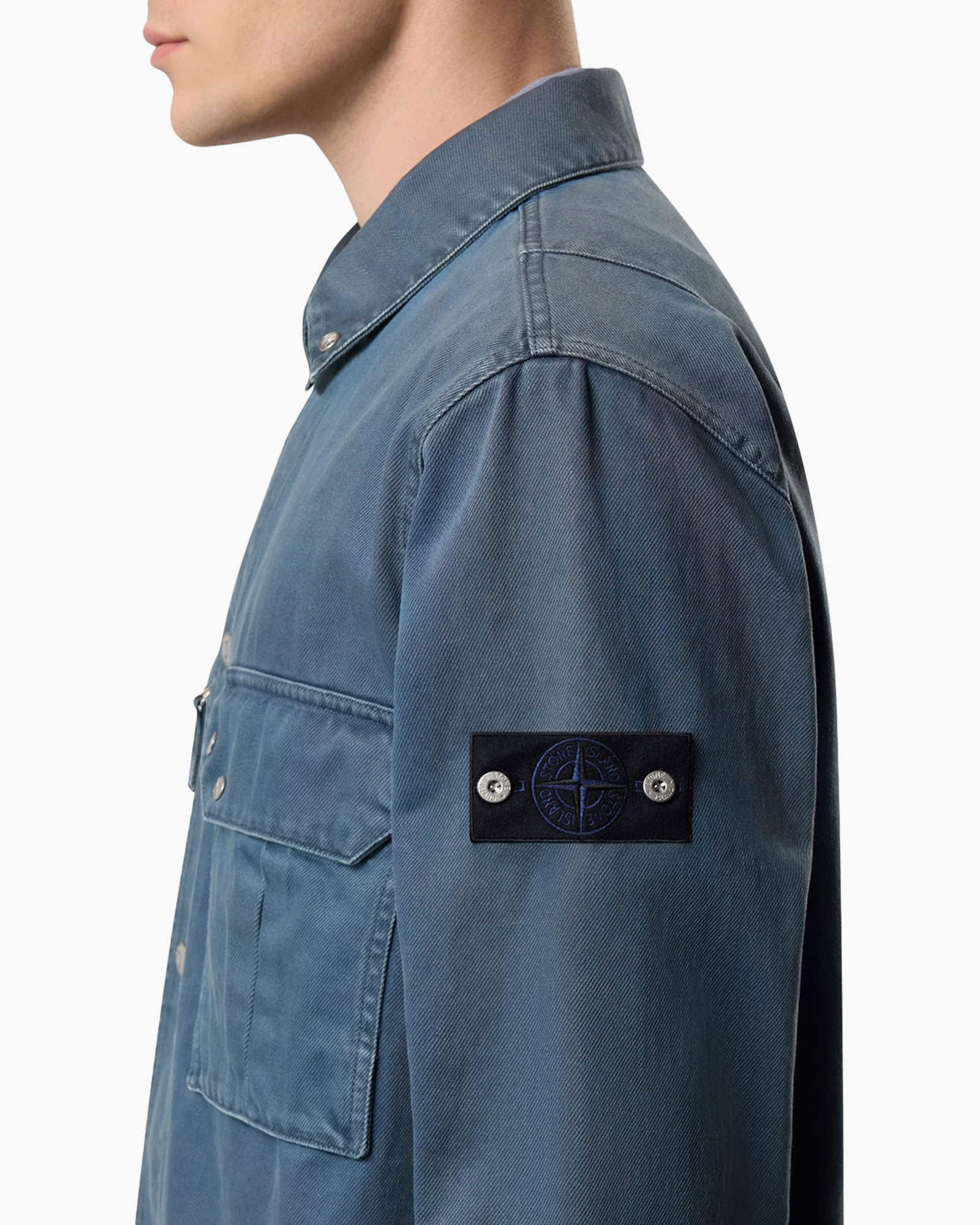 denim, overhemd, lange mouw, zak, embleem